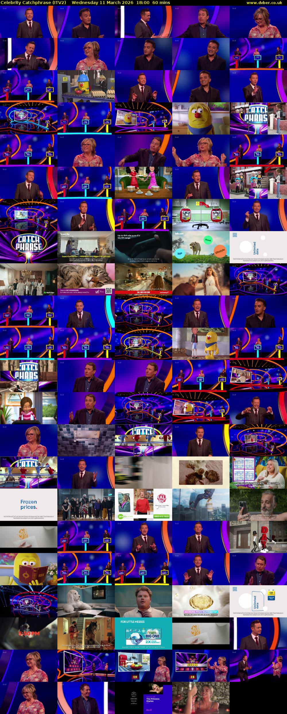 Celebrity Catchphrase (ITV2) Wednesday 11 March 2026 18:00 - 19:00