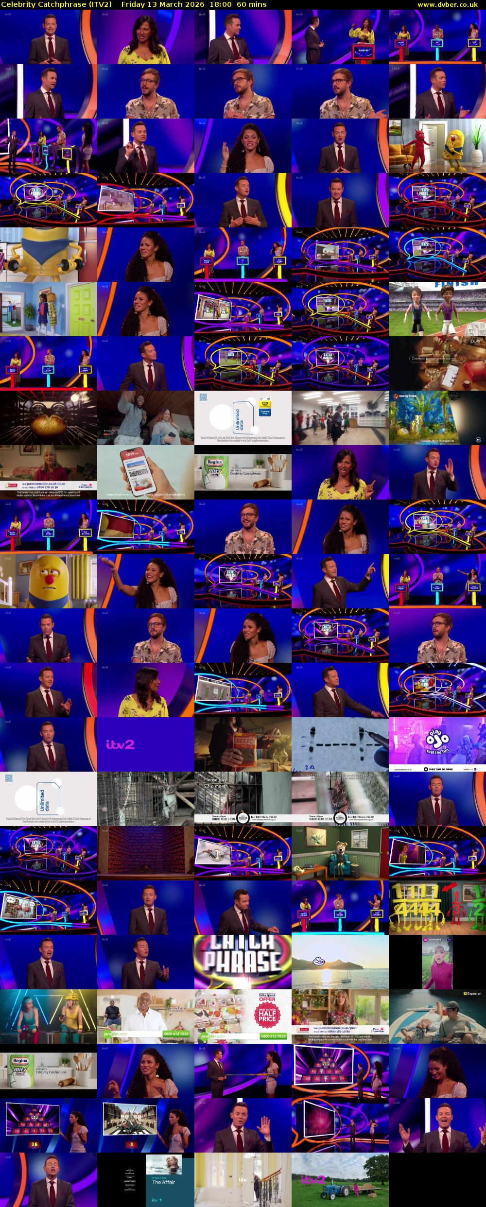 Celebrity Catchphrase (ITV2) Friday 13 March 2026 18:00 - 19:00