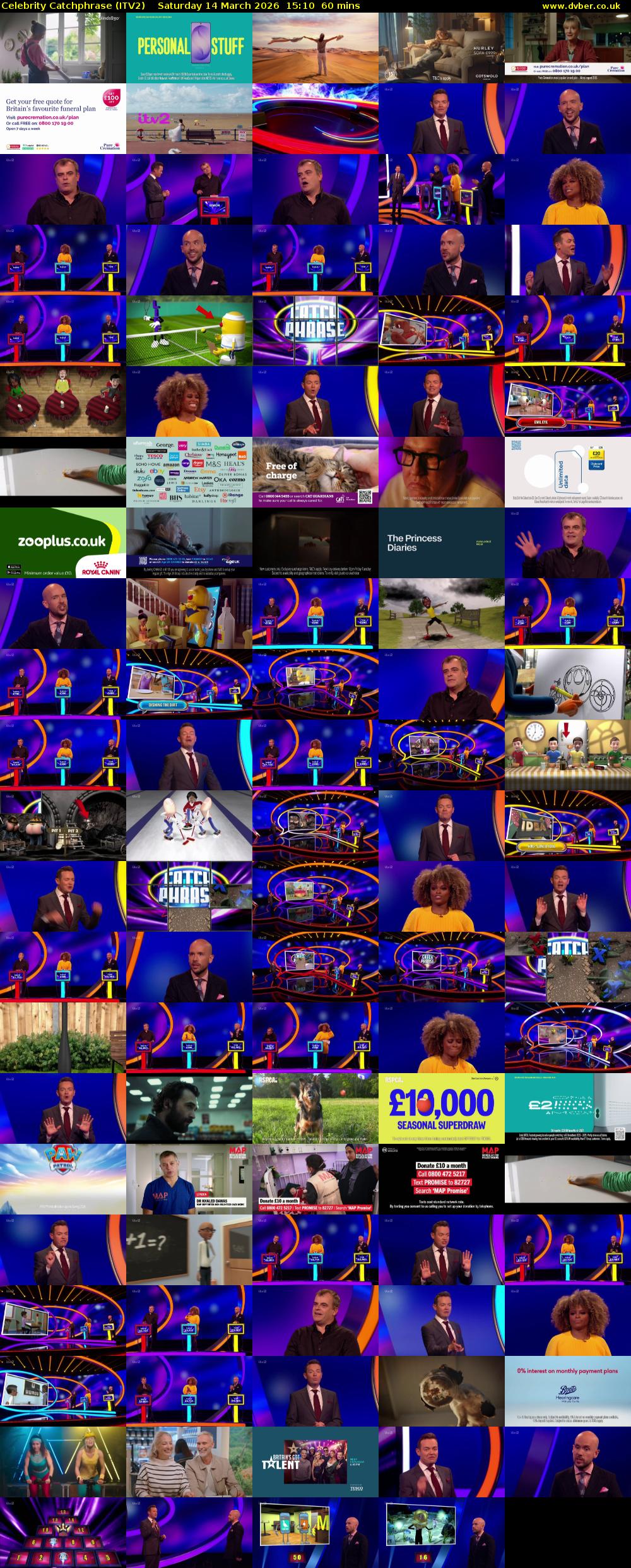 Celebrity Catchphrase (ITV2) Saturday 14 March 2026 15:10 - 16:10