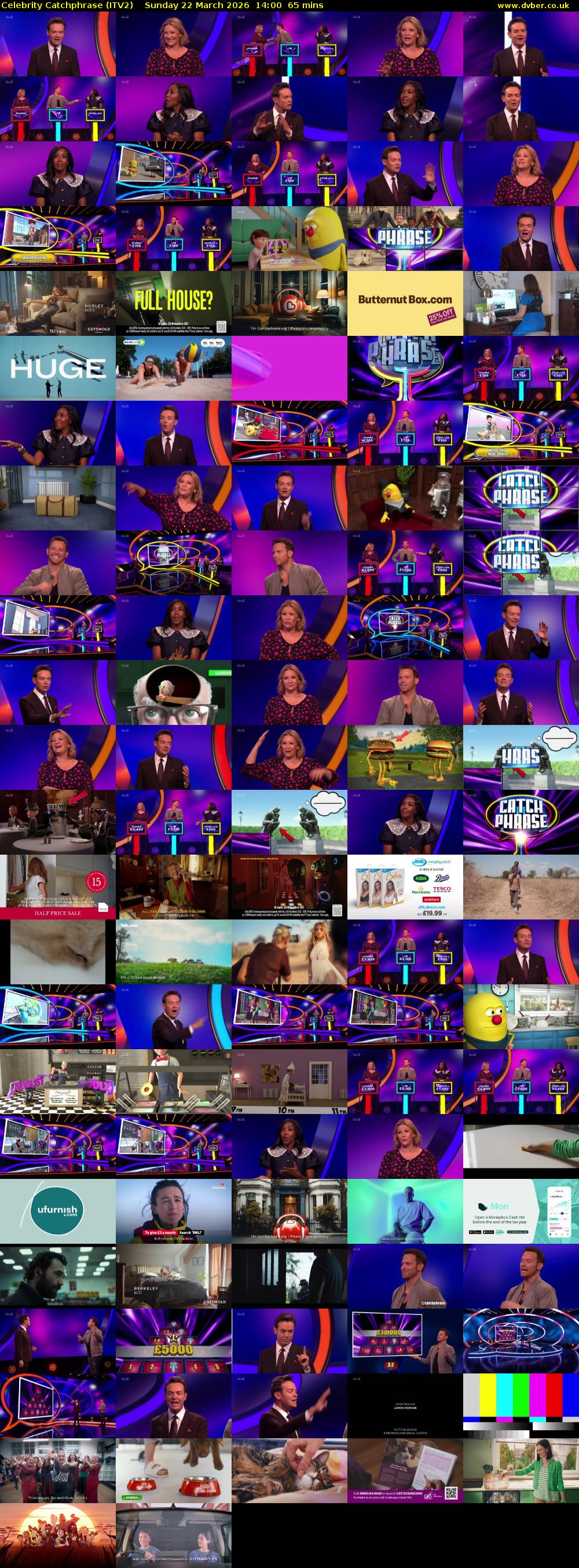 Celebrity Catchphrase (ITV2) Sunday 22 March 2026 14:00 - 15:05