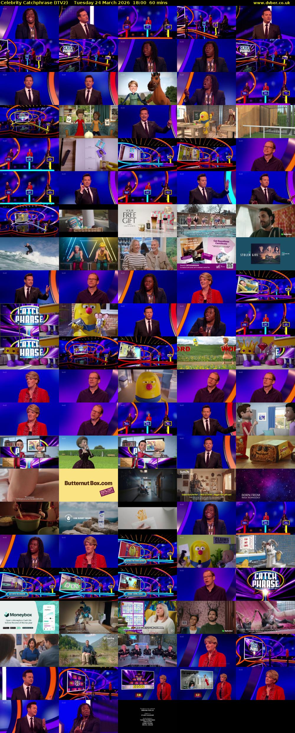 Celebrity Catchphrase (ITV2) Tuesday 24 March 2026 18:00 - 19:00