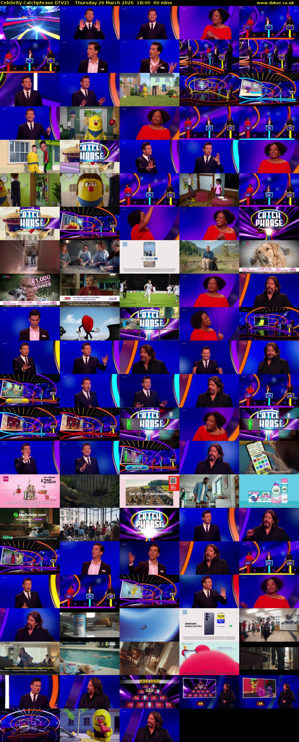 Celebrity Catchphrase (ITV2) Thursday 26 March 2026 18:00 - 19:00