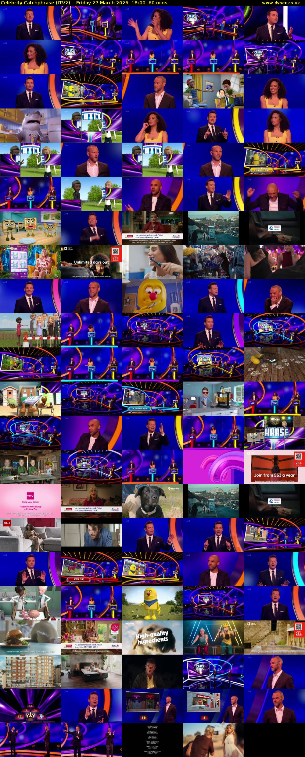 Celebrity Catchphrase (ITV2) Friday 27 March 2026 18:00 - 19:00