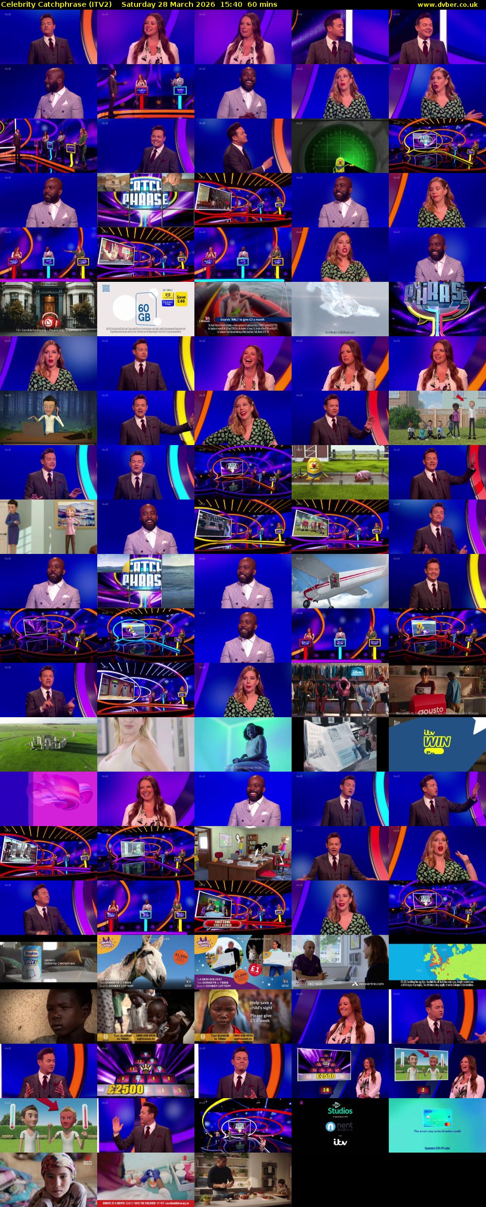 Celebrity Catchphrase (ITV2) Saturday 28 March 2026 15:40 - 16:40