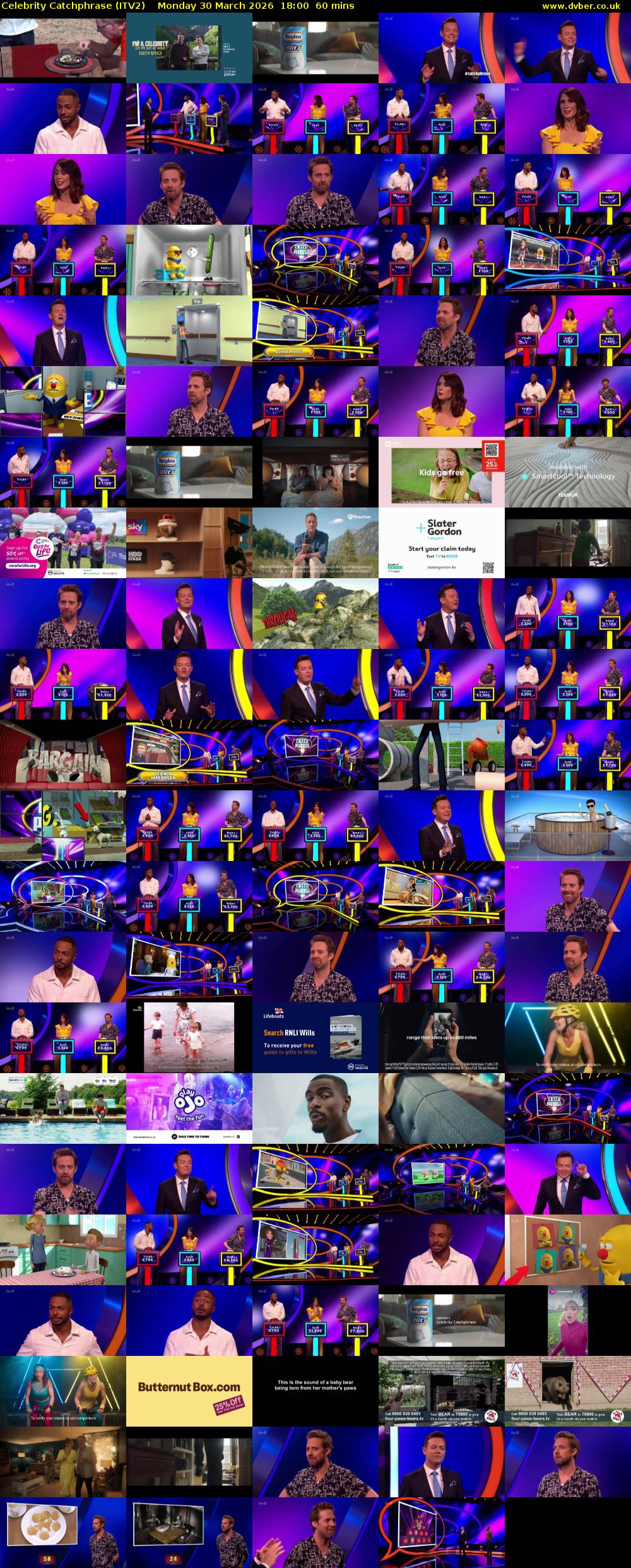 Celebrity Catchphrase (ITV2) Monday 30 March 2026 18:00 - 19:00