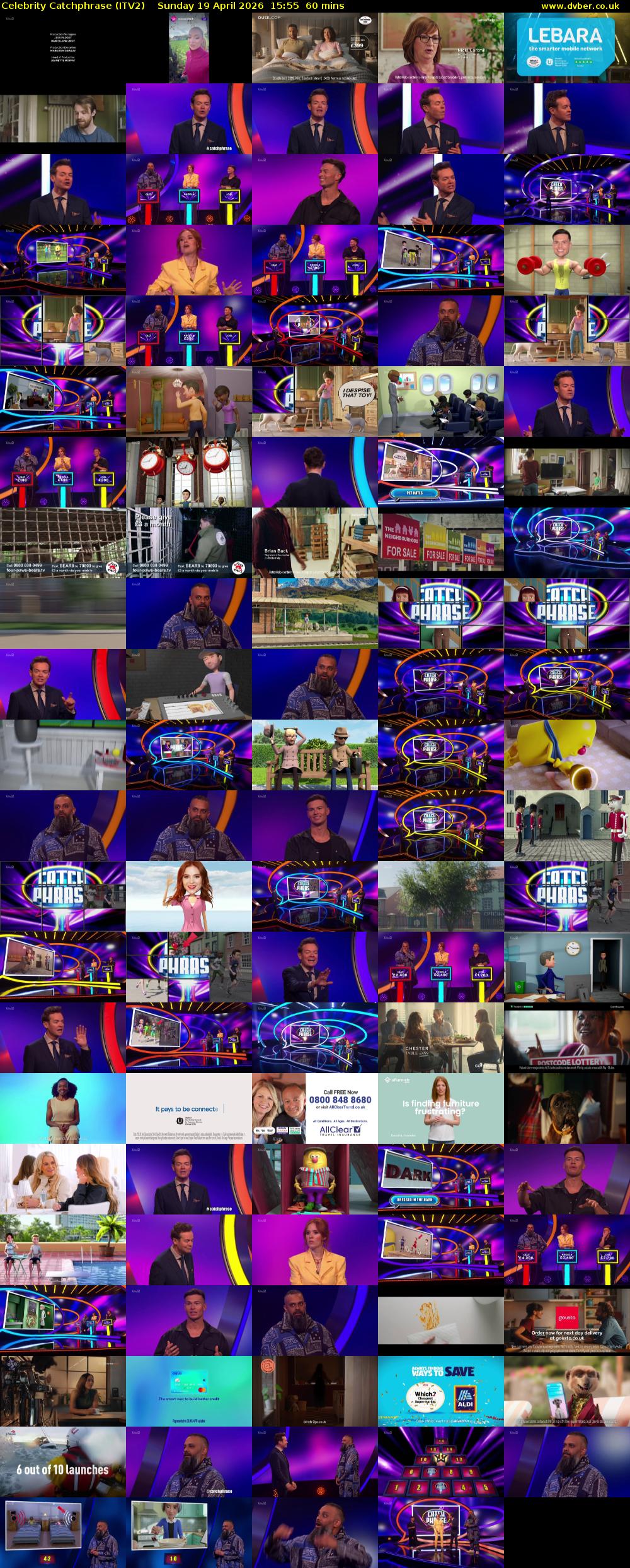 Celebrity Catchphrase (ITV2) Sunday 19 April 2026 15:55 - 16:55