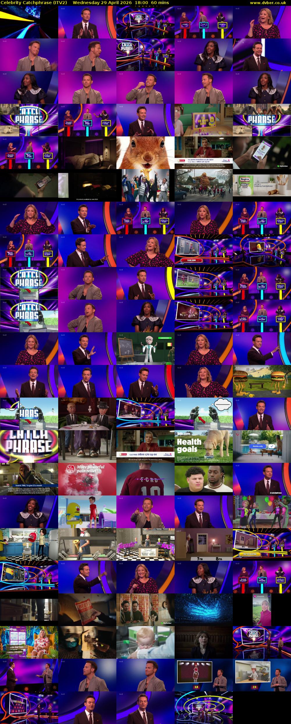 Celebrity Catchphrase (ITV2) Wednesday 29 April 2026 18:00 - 19:00