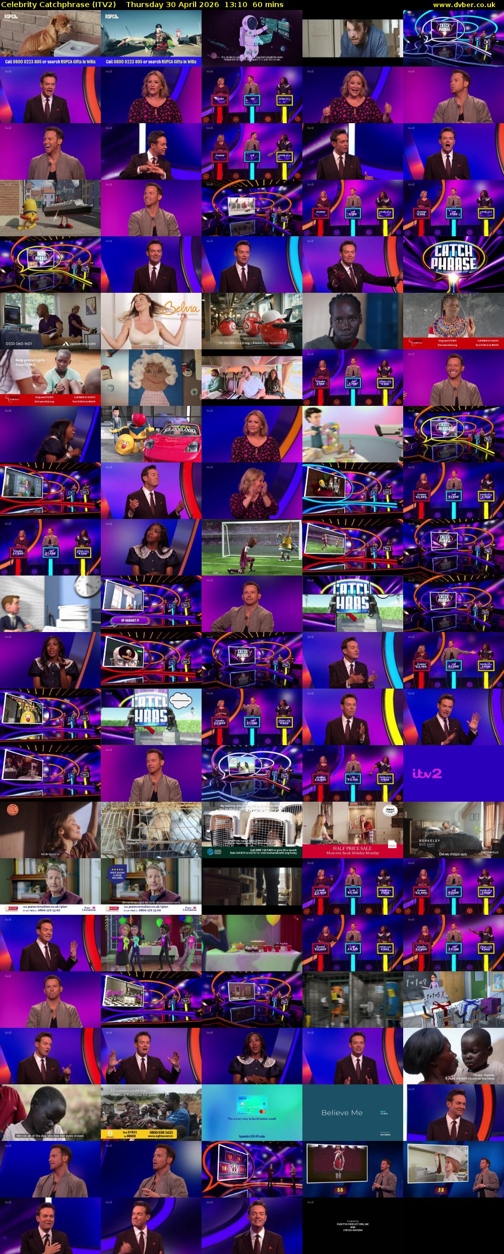 Celebrity Catchphrase (ITV2) Thursday 30 April 2026 13:10 - 14:10