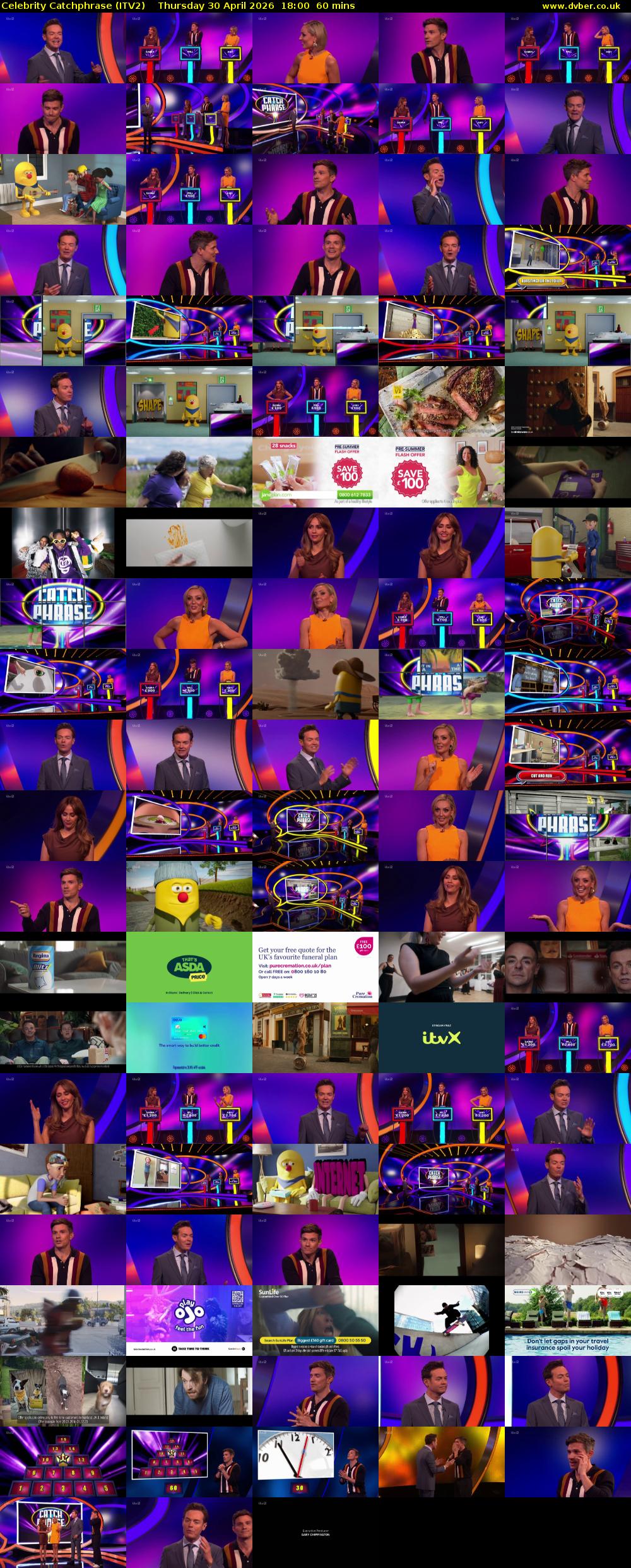 Celebrity Catchphrase (ITV2) Thursday 30 April 2026 18:00 - 19:00