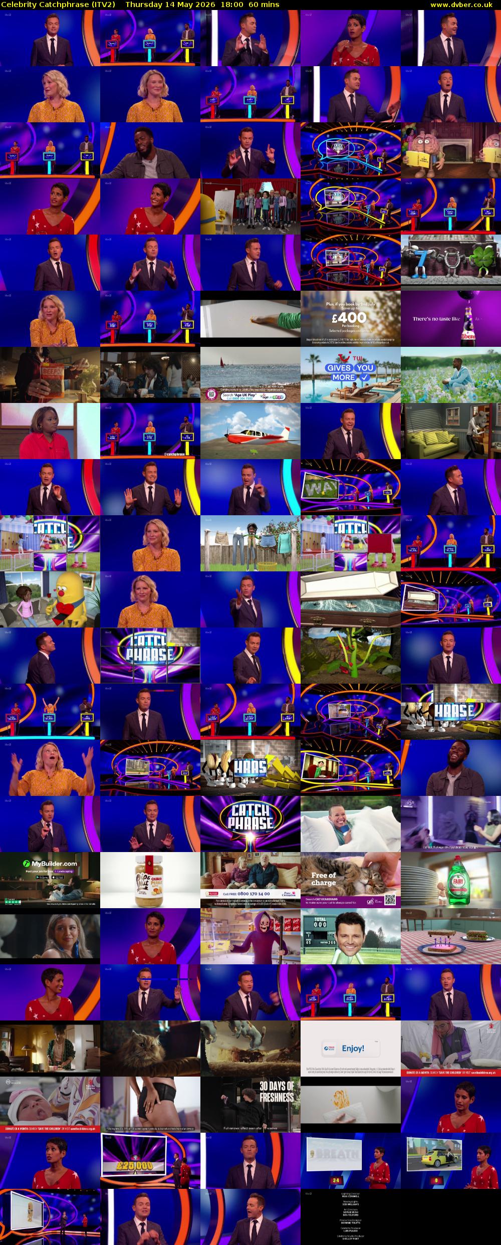Celebrity Catchphrase (ITV2) Thursday 14 May 2026 18:00 - 19:00
