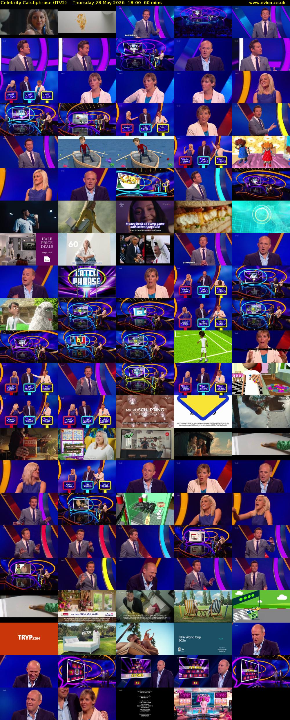 Celebrity Catchphrase (ITV2) Thursday 28 May 2026 18:00 - 19:00