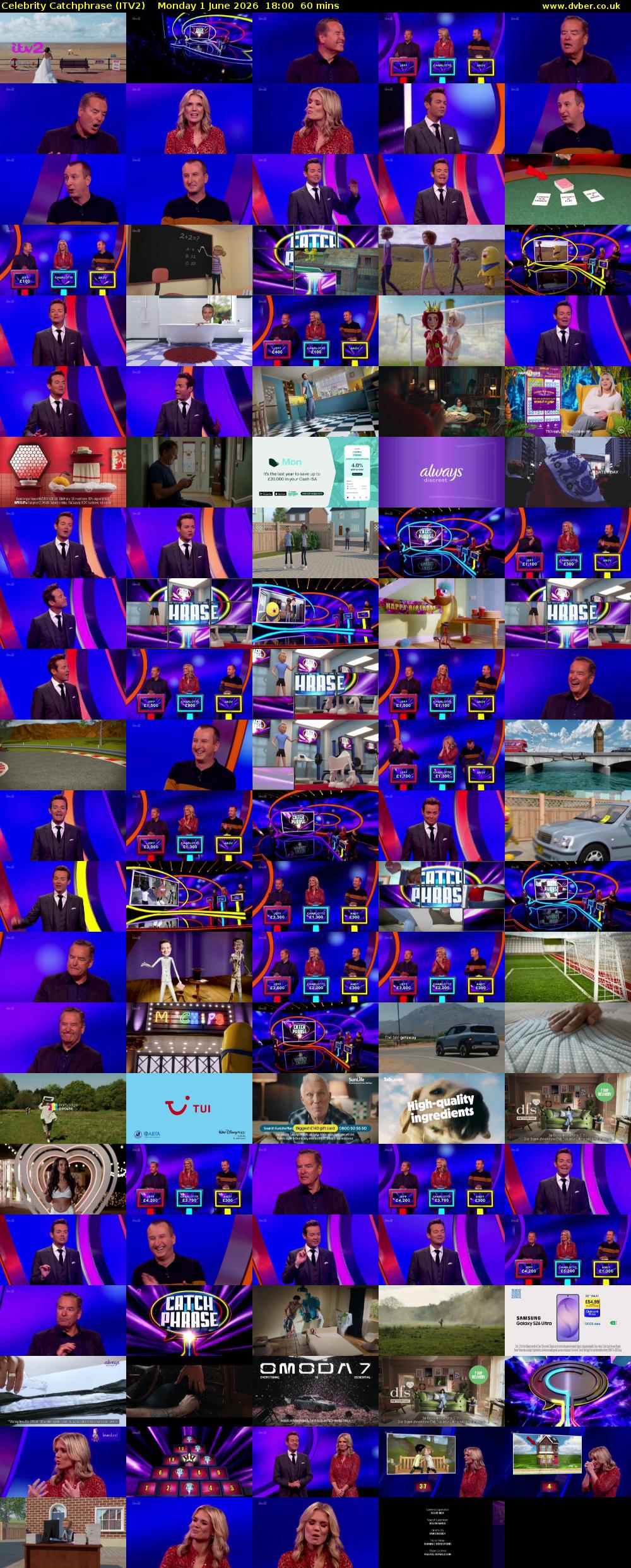 Celebrity Catchphrase (ITV2) Monday 1 June 2026 18:00 - 19:00