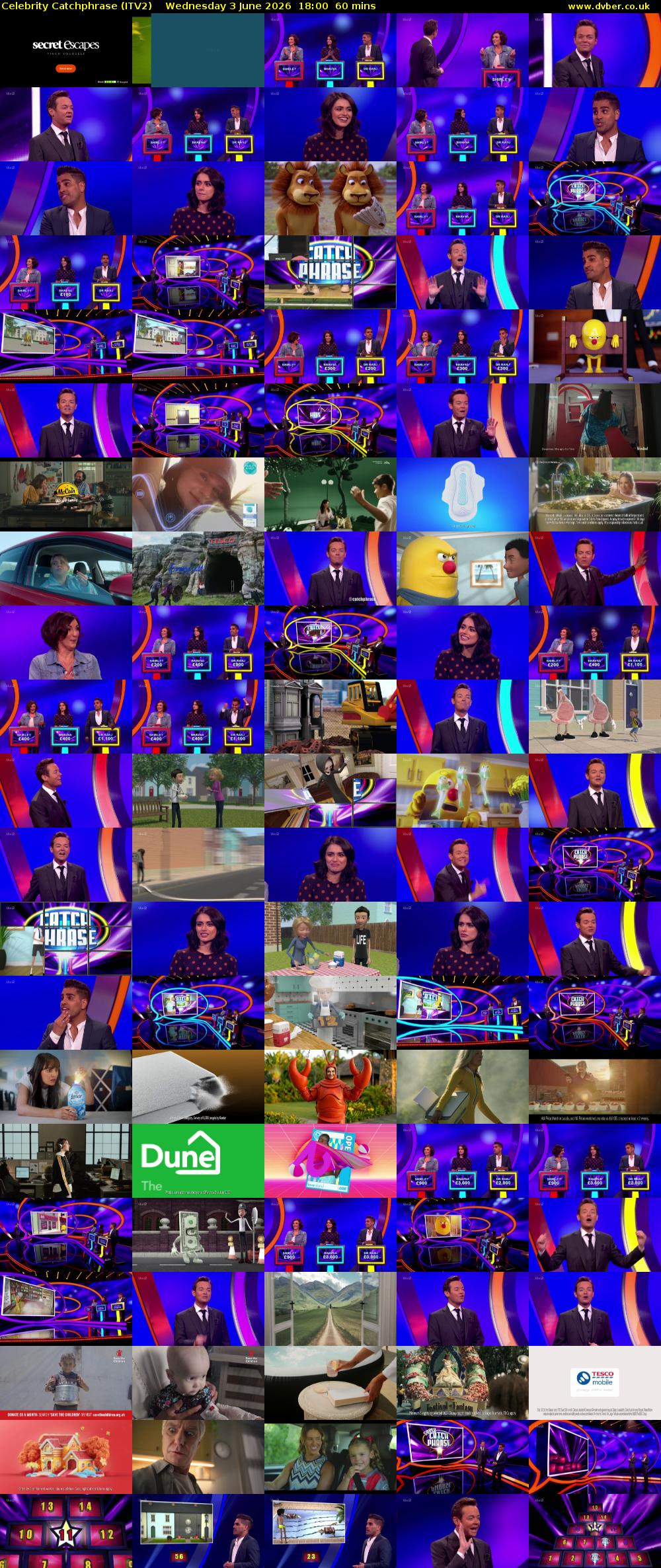 Celebrity Catchphrase (ITV2) Wednesday 3 June 2026 18:00 - 19:00