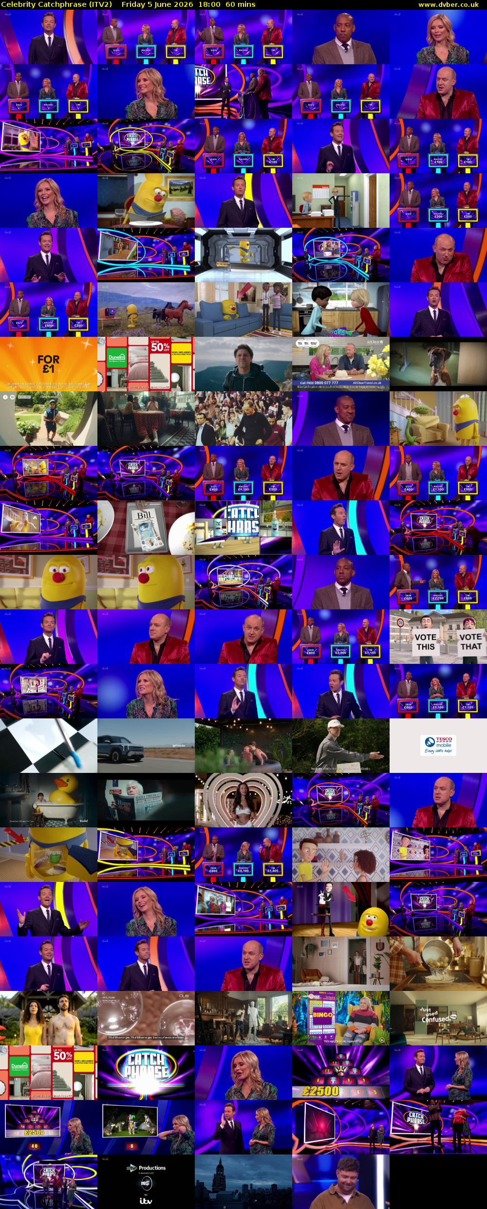 Celebrity Catchphrase (ITV2) Friday 5 June 2026 18:00 - 19:00