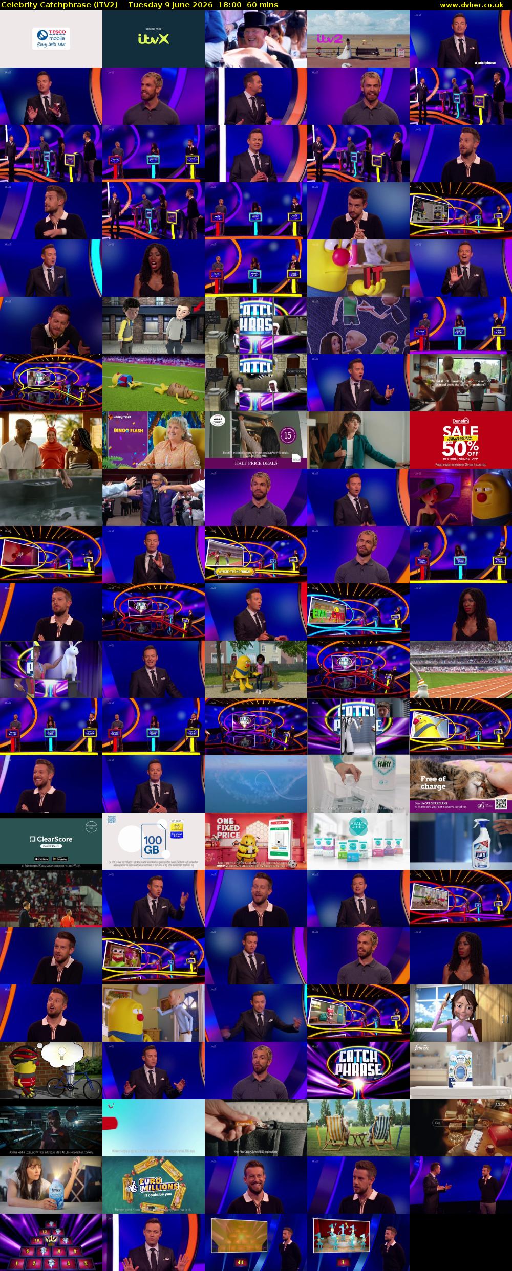 Celebrity Catchphrase (ITV2) Tuesday 9 June 2026 18:00 - 19:00