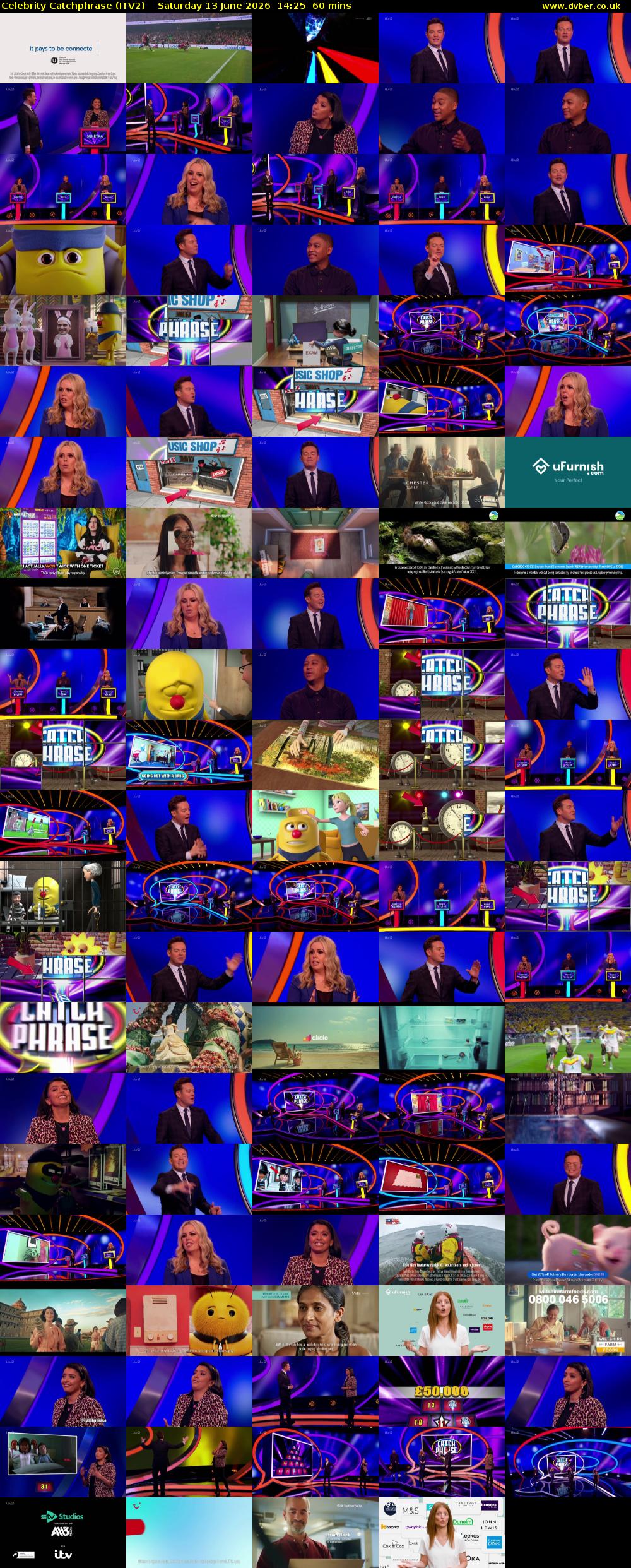 Celebrity Catchphrase (ITV2) Saturday 13 June 2026 14:25 - 15:25