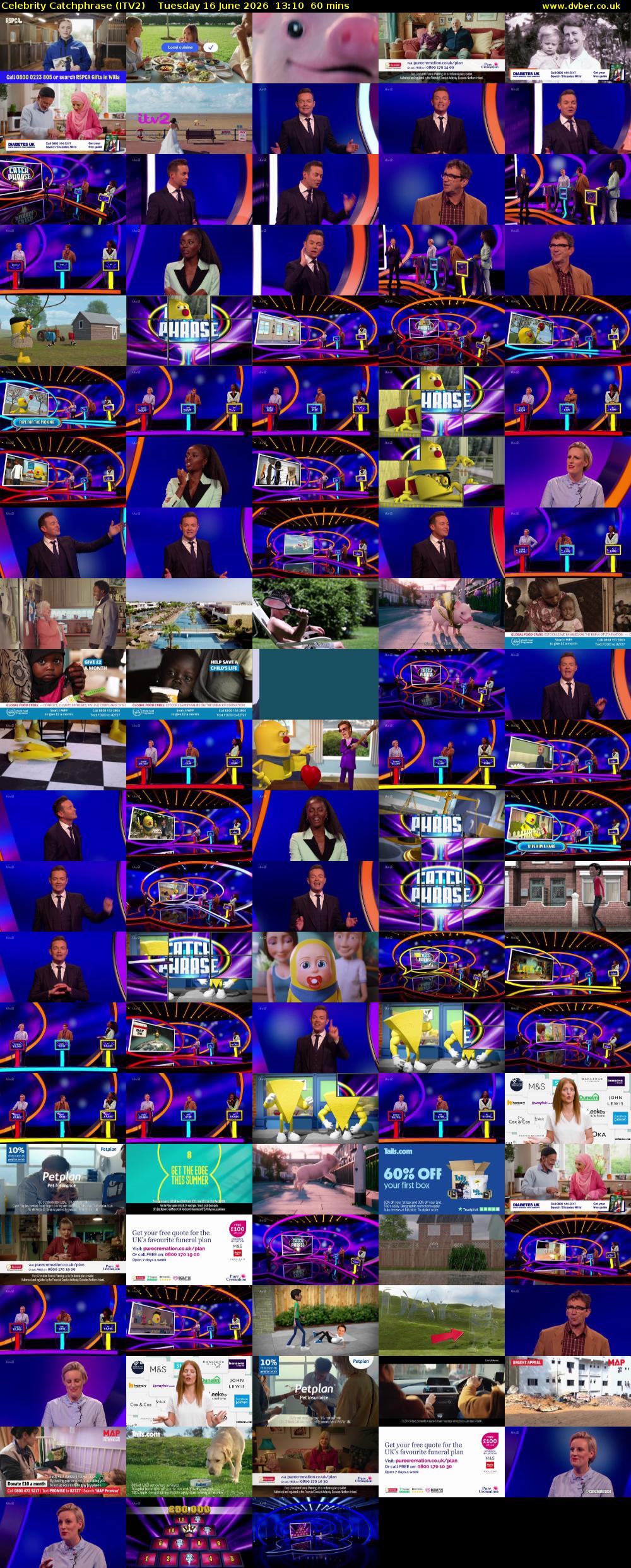 Celebrity Catchphrase (ITV2) Tuesday 16 June 2026 13:10 - 14:10