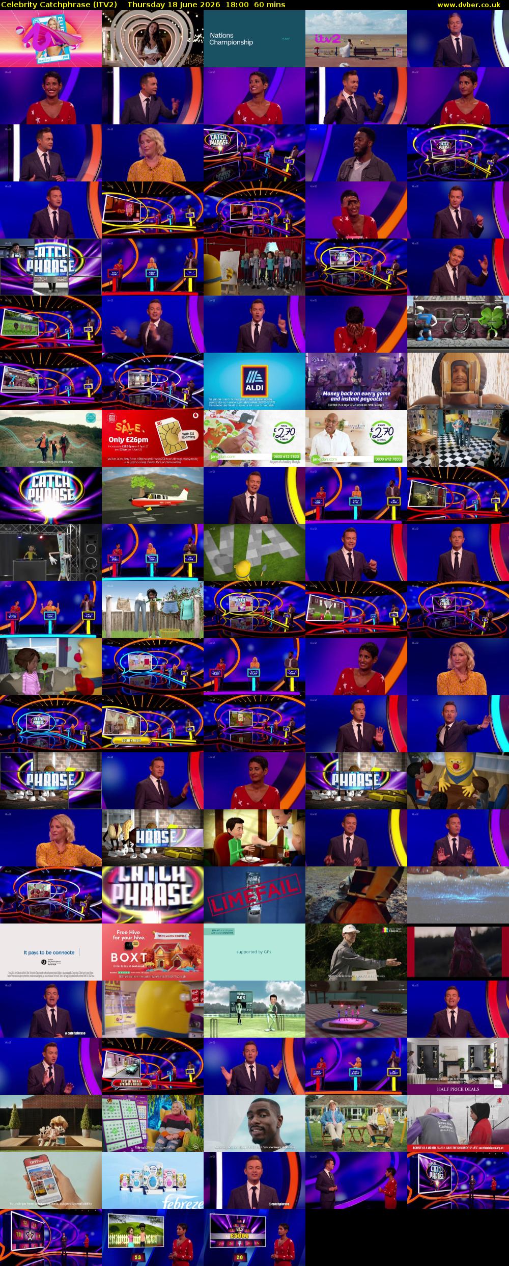 Celebrity Catchphrase (ITV2) Thursday 18 June 2026 18:00 - 19:00