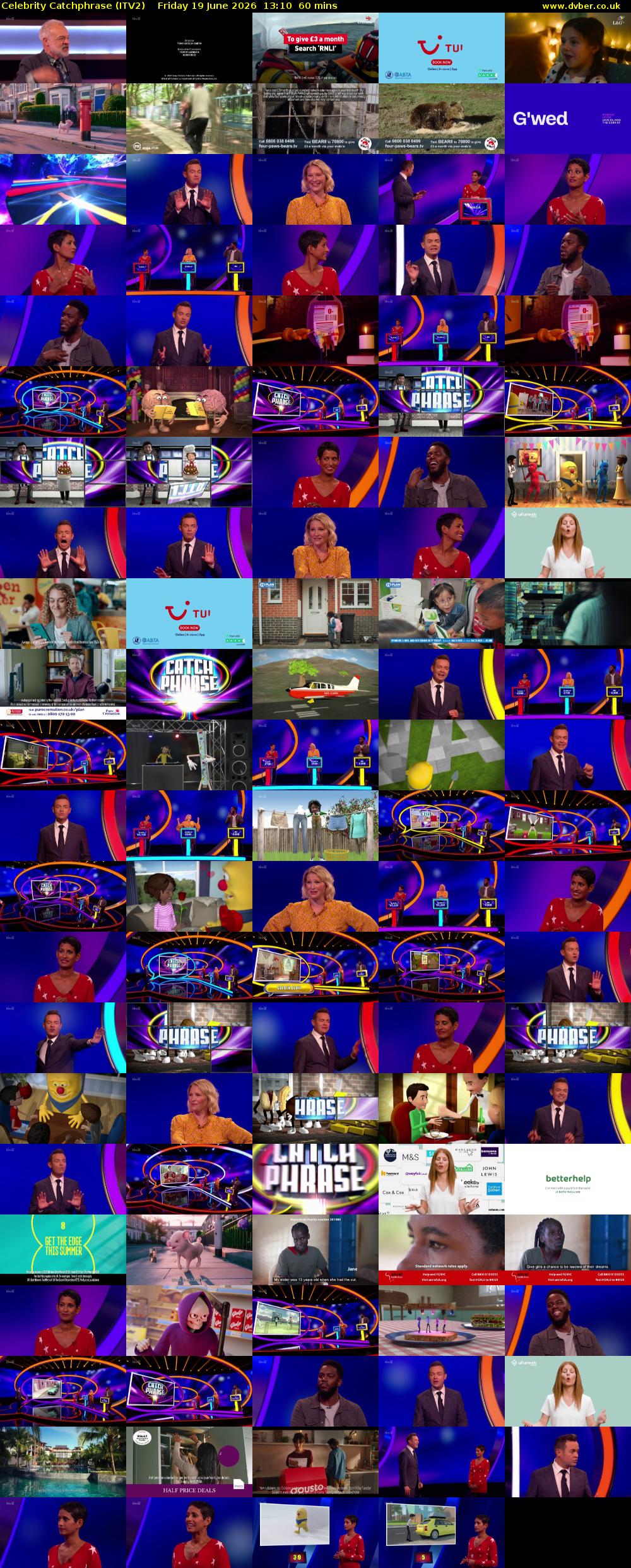 Celebrity Catchphrase (ITV2) Friday 19 June 2026 13:10 - 14:10