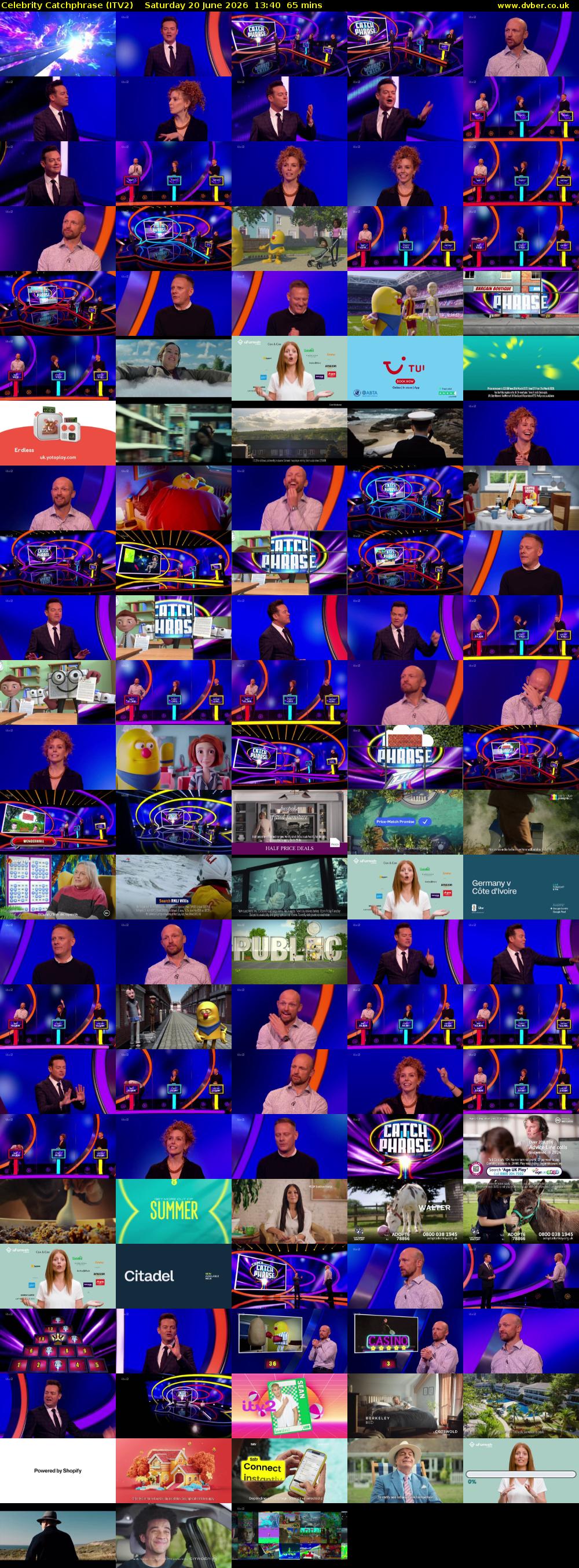 Celebrity Catchphrase (ITV2) Saturday 20 June 2026 13:40 - 14:45