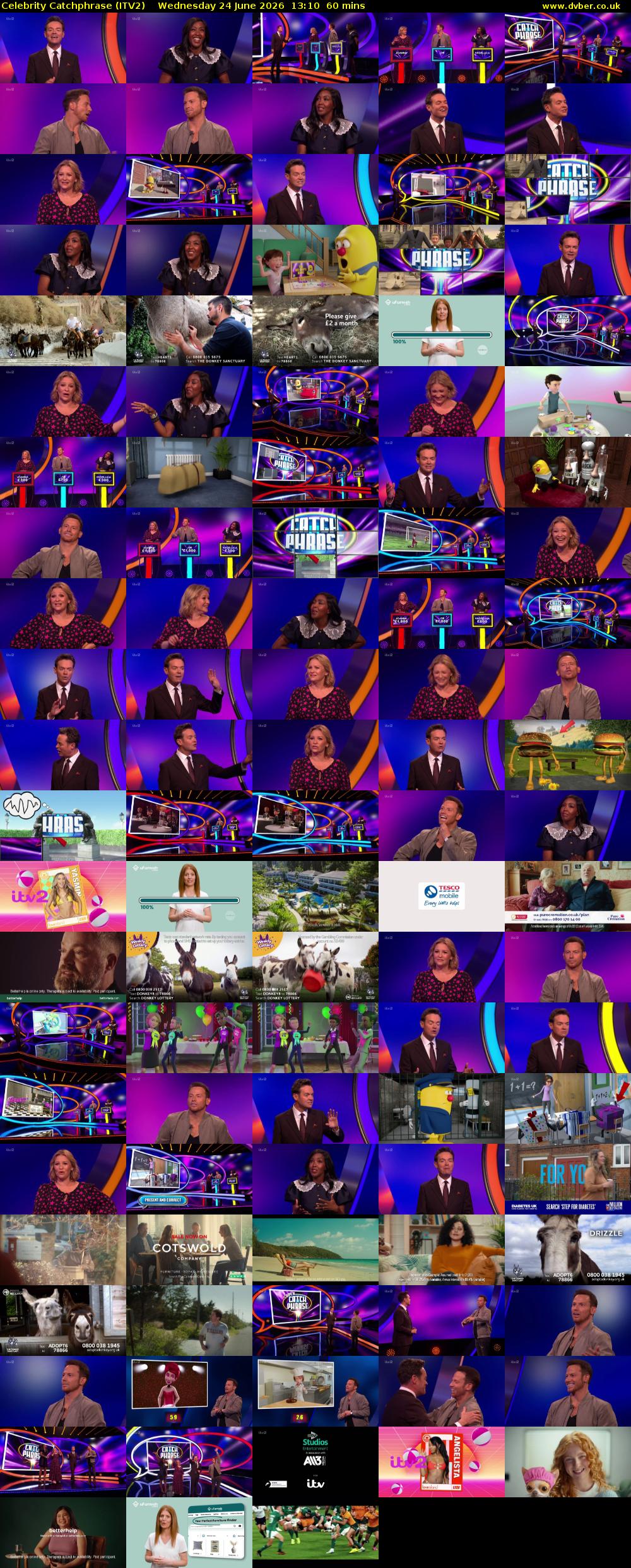 Celebrity Catchphrase (ITV2) Wednesday 24 June 2026 13:10 - 14:10