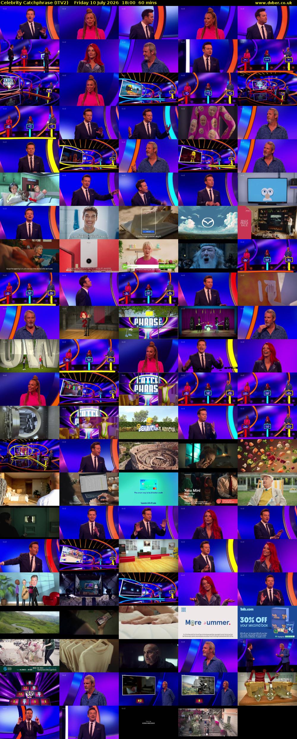 Celebrity Catchphrase (ITV2) Friday 10 July 2026 18:00 - 19:00