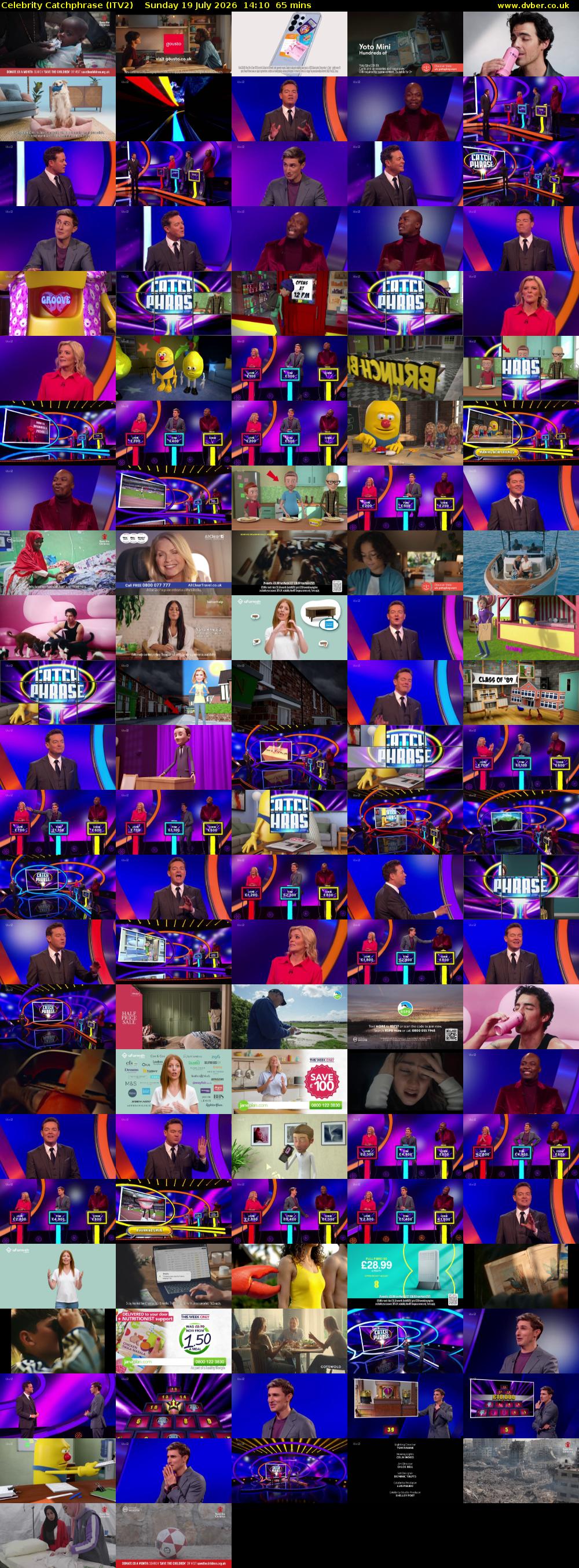 Celebrity Catchphrase (ITV2) Sunday 19 July 2026 14:10 - 15:15