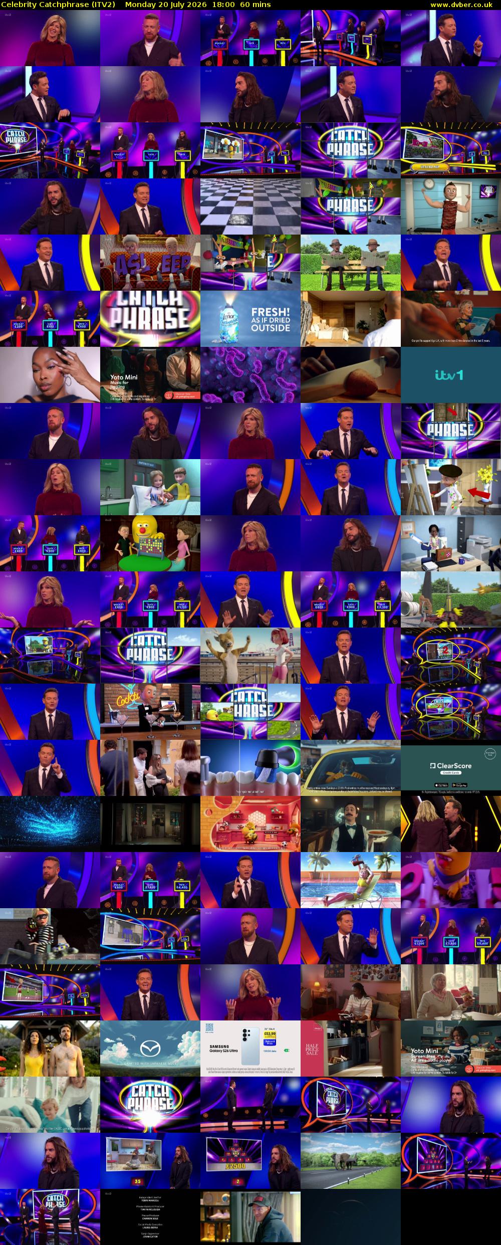Celebrity Catchphrase (ITV2) Monday 20 July 2026 18:00 - 19:00