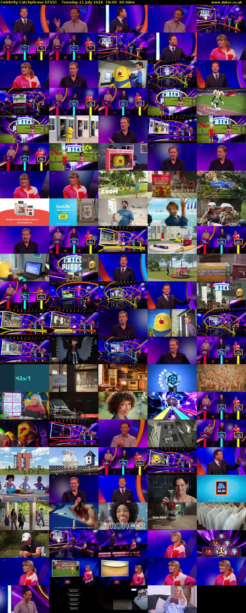 Celebrity Catchphrase (ITV2) Tuesday 21 July 2026 18:00 - 19:00
