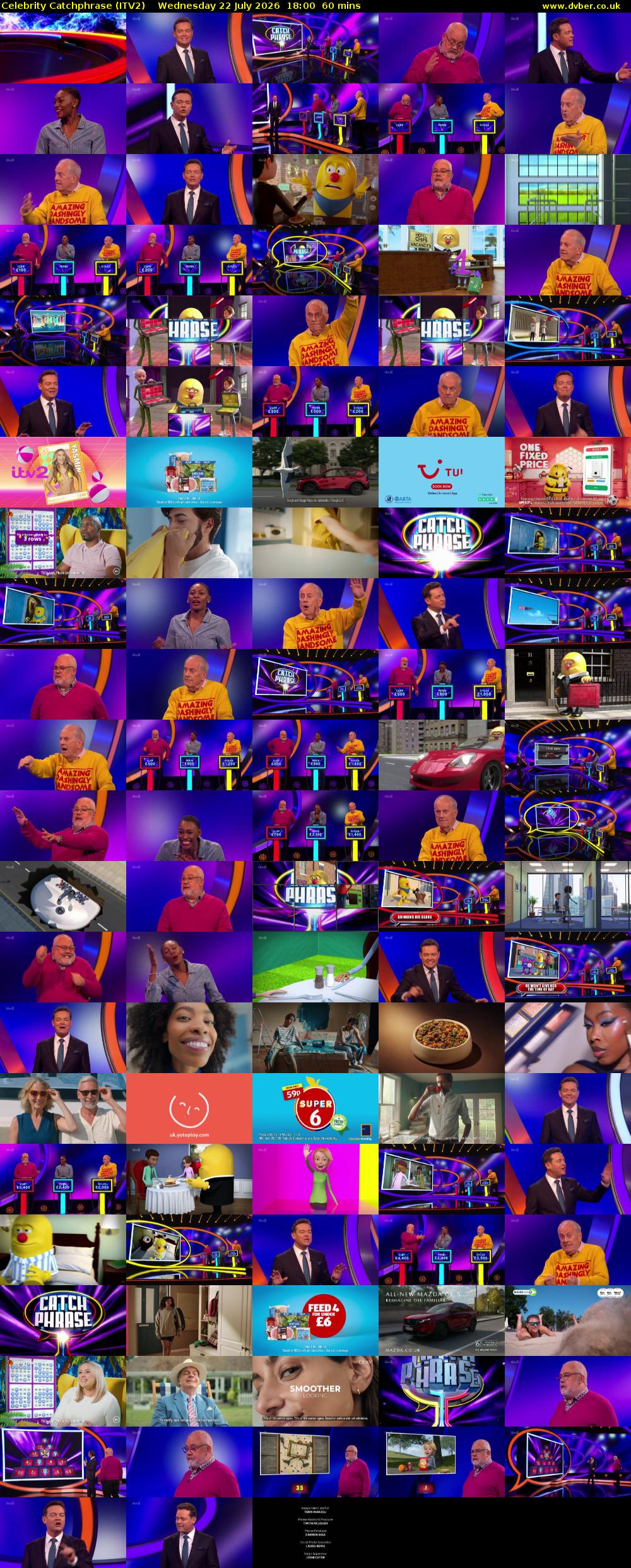 Celebrity Catchphrase (ITV2) Wednesday 22 July 2026 18:00 - 19:00