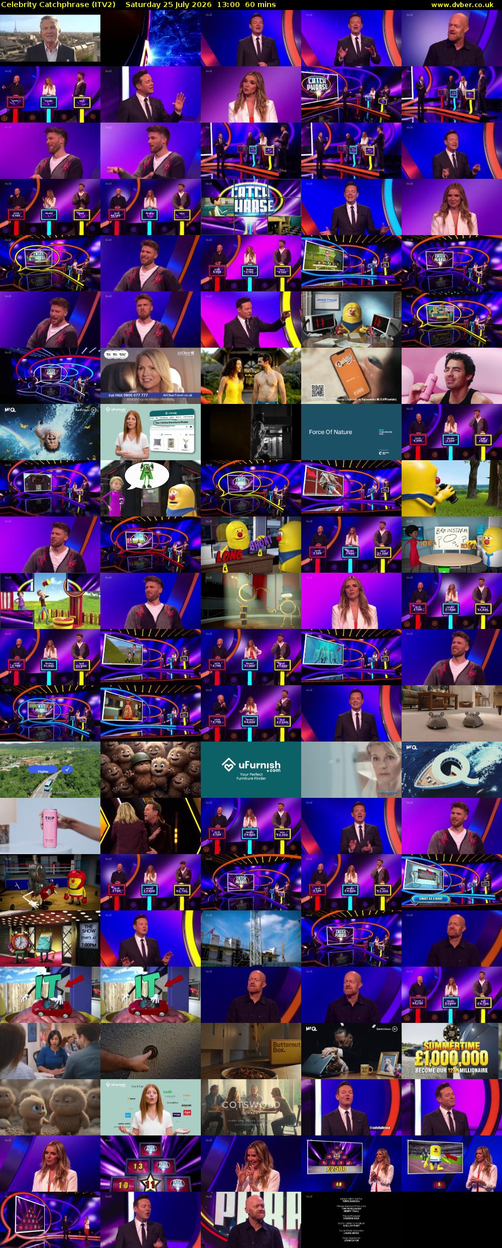 Celebrity Catchphrase (ITV2) Saturday 25 July 2026 13:00 - 14:00