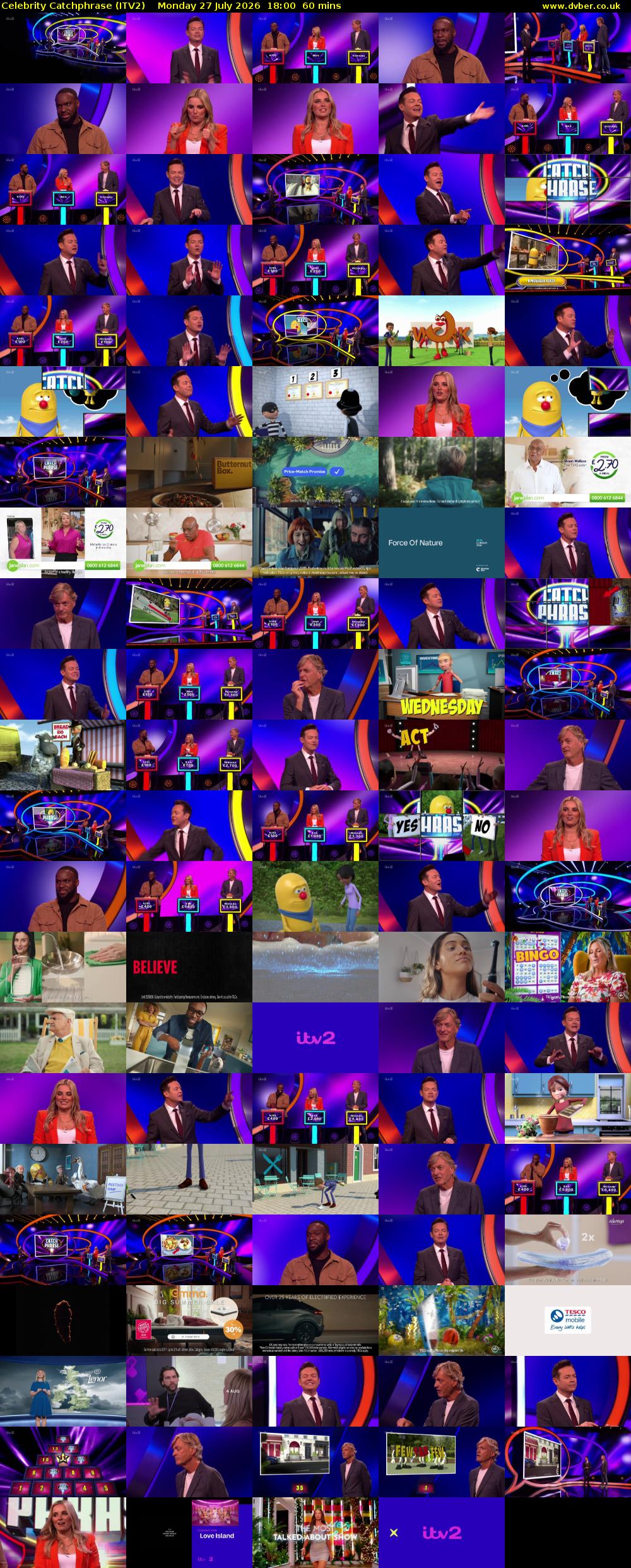 Celebrity Catchphrase (ITV2) Monday 27 July 2026 18:00 - 19:00