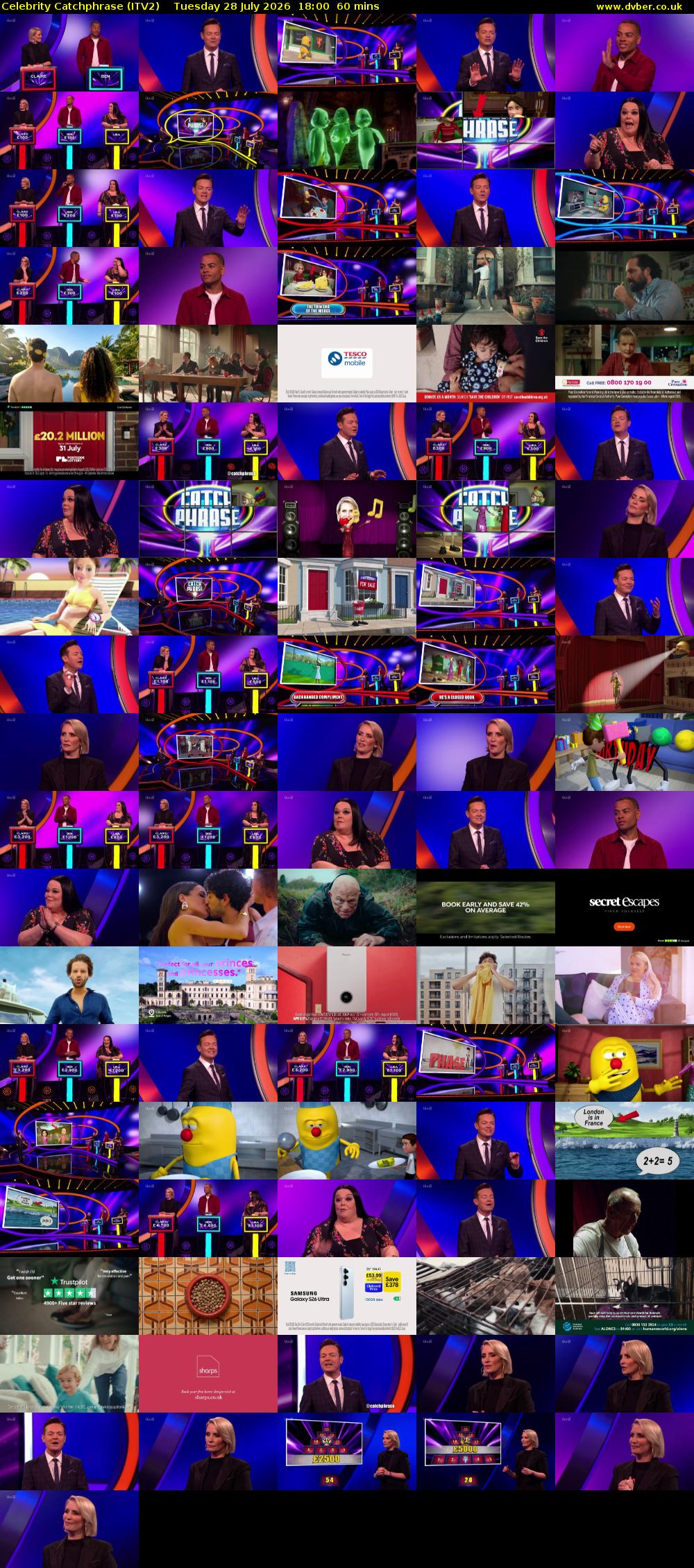 Celebrity Catchphrase (ITV2) Tuesday 28 July 2026 18:00 - 19:00