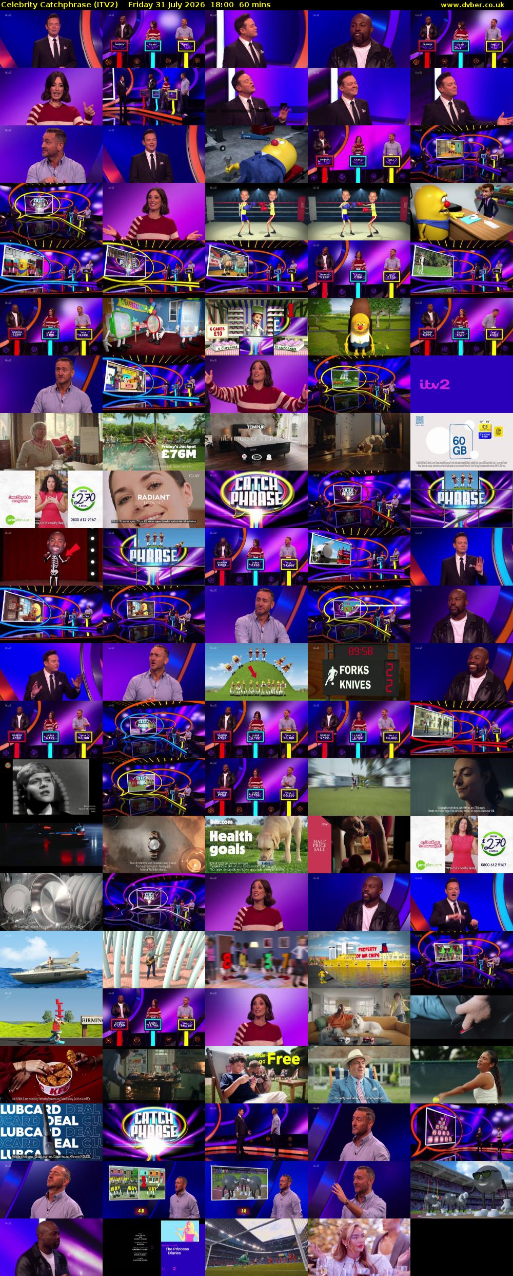 Celebrity Catchphrase (ITV2) Friday 31 July 2026 18:00 - 19:00