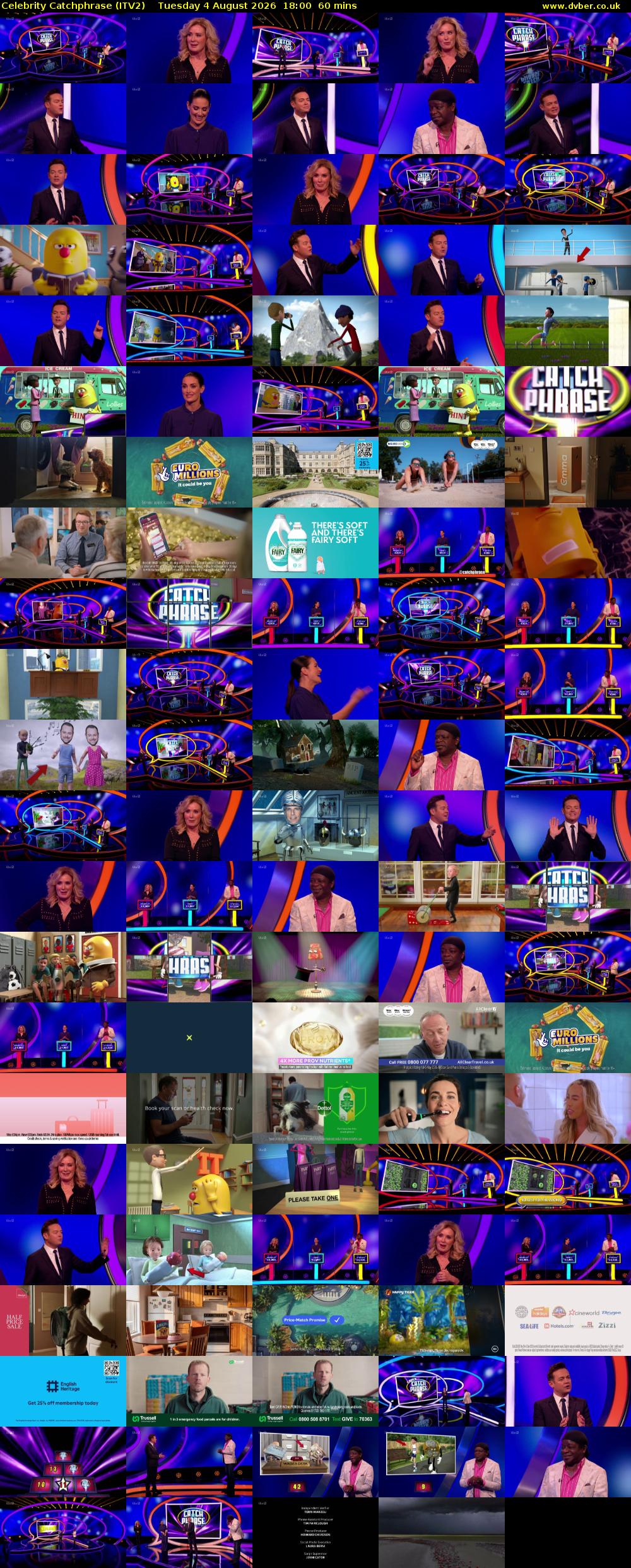 Celebrity Catchphrase (ITV2) Tuesday 4 August 2026 18:00 - 19:00
