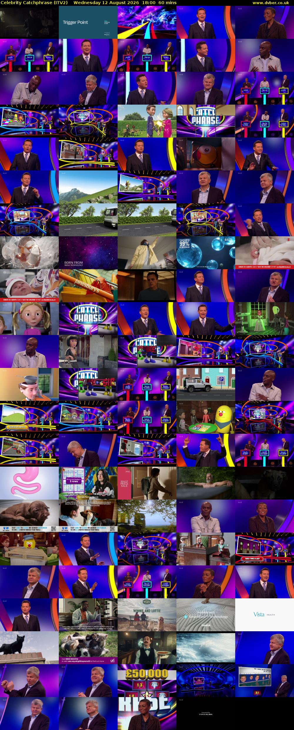 Celebrity Catchphrase (ITV2) Wednesday 12 August 2026 18:00 - 19:00
