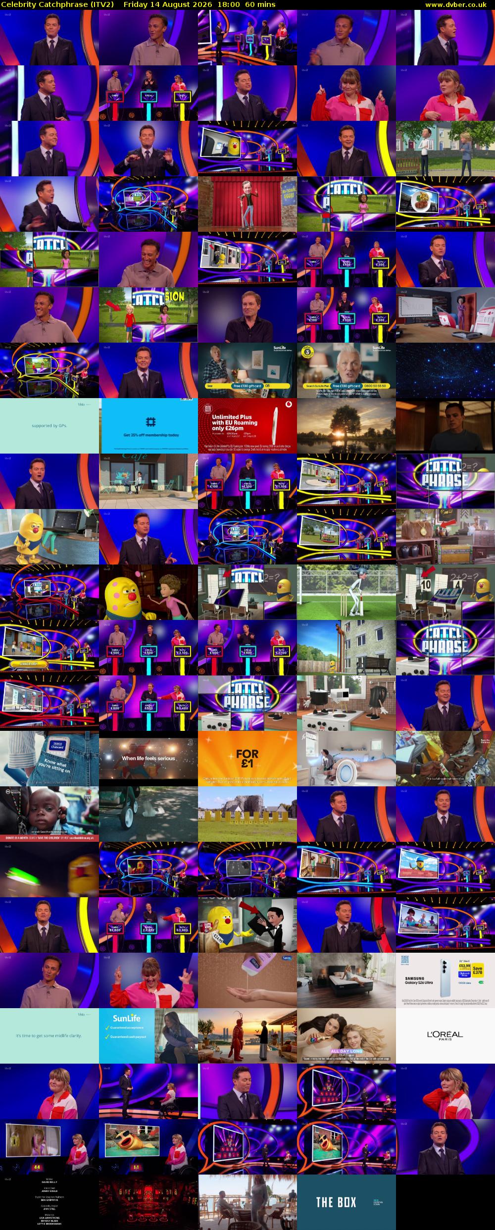 Celebrity Catchphrase (ITV2) Friday 14 August 2026 18:00 - 19:00