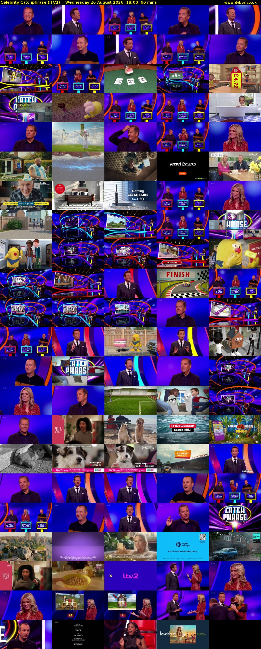 Celebrity Catchphrase (ITV2) Wednesday 26 August 2026 18:00 - 19:00