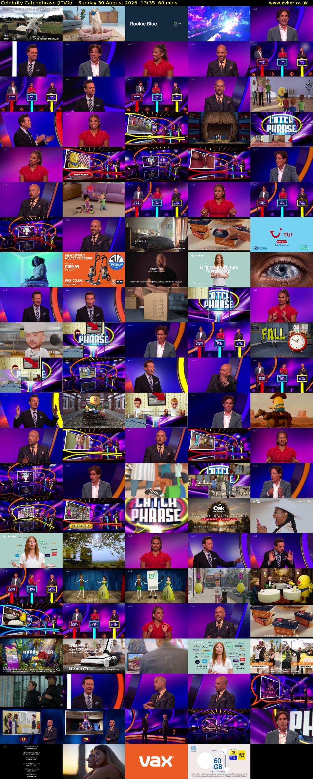 Celebrity Catchphrase (ITV2) Sunday 30 August 2026 13:35 - 14:35
