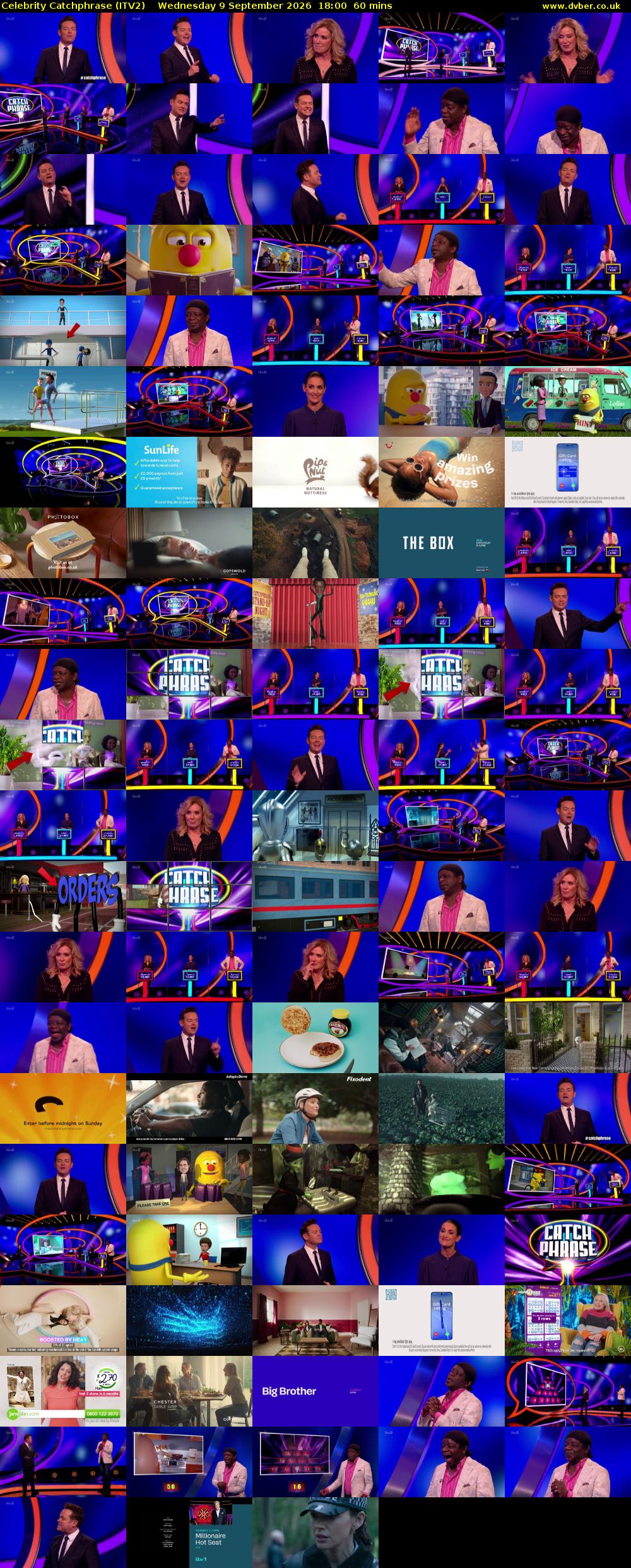 Celebrity Catchphrase (ITV2) Wednesday 9 September 2026 18:00 - 19:00