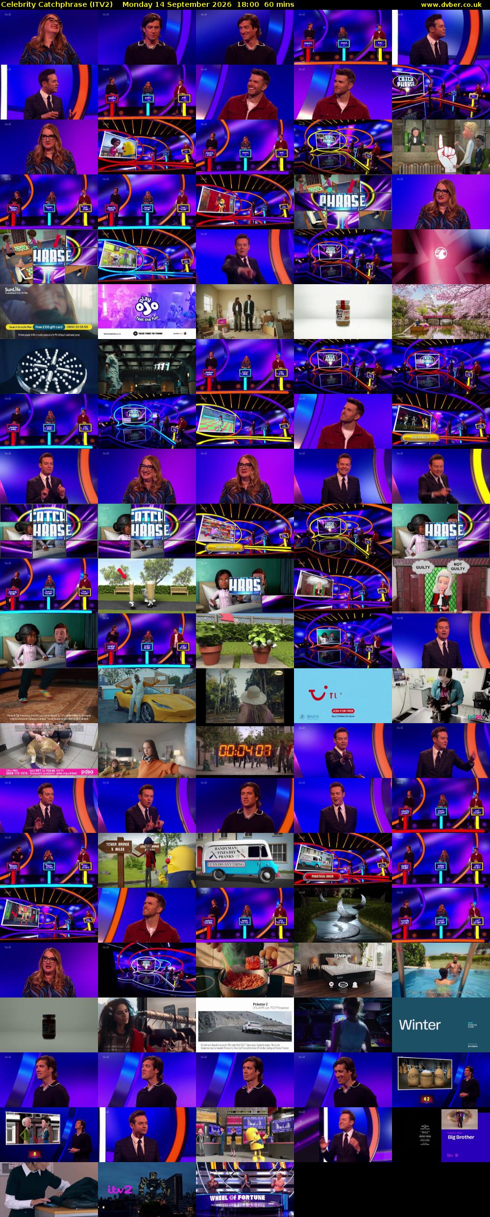 Celebrity Catchphrase (ITV2) Monday 14 September 2026 18:00 - 19:00