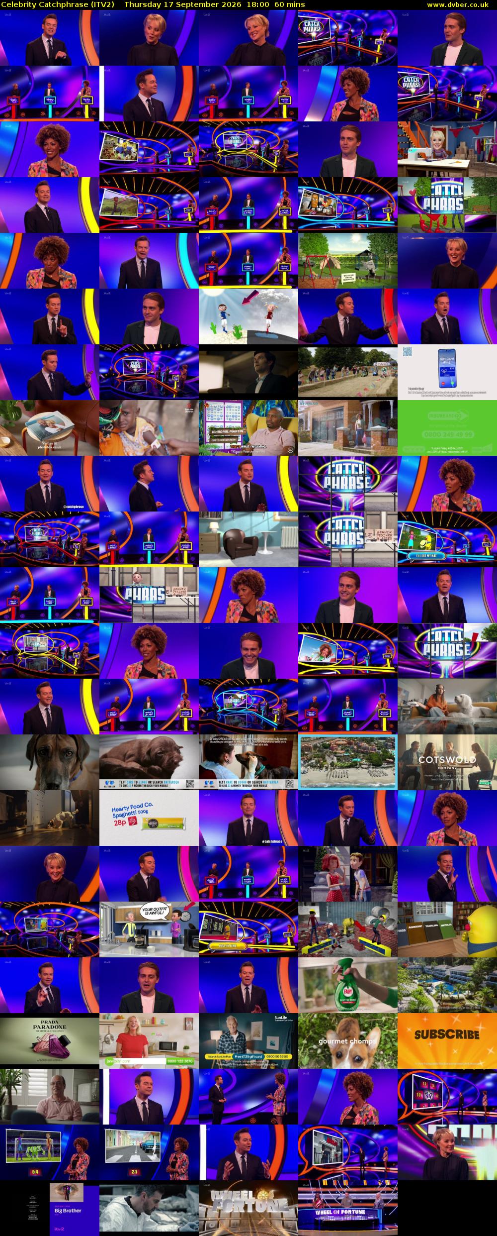 Celebrity Catchphrase (ITV2) Thursday 17 September 2026 18:00 - 19:00