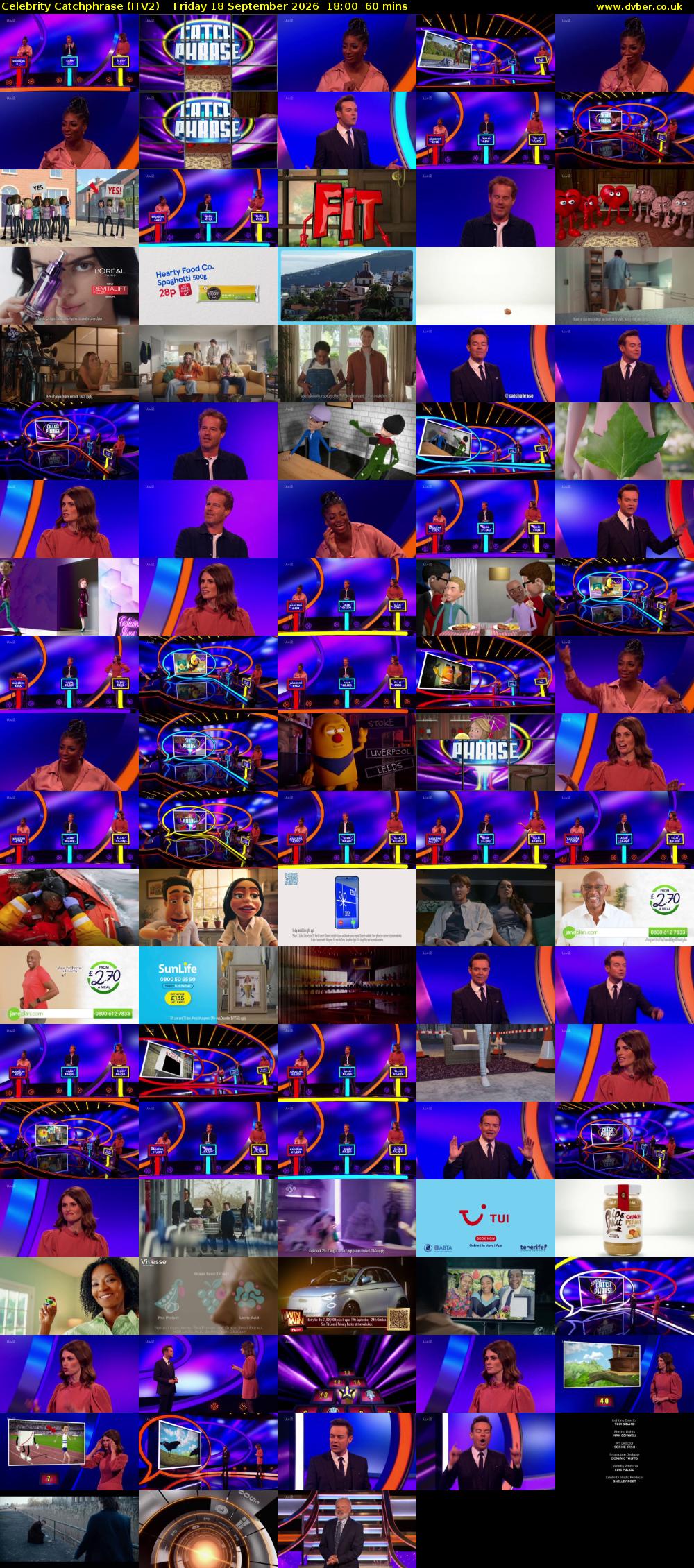Celebrity Catchphrase (ITV2) Friday 18 September 2026 18:00 - 19:00