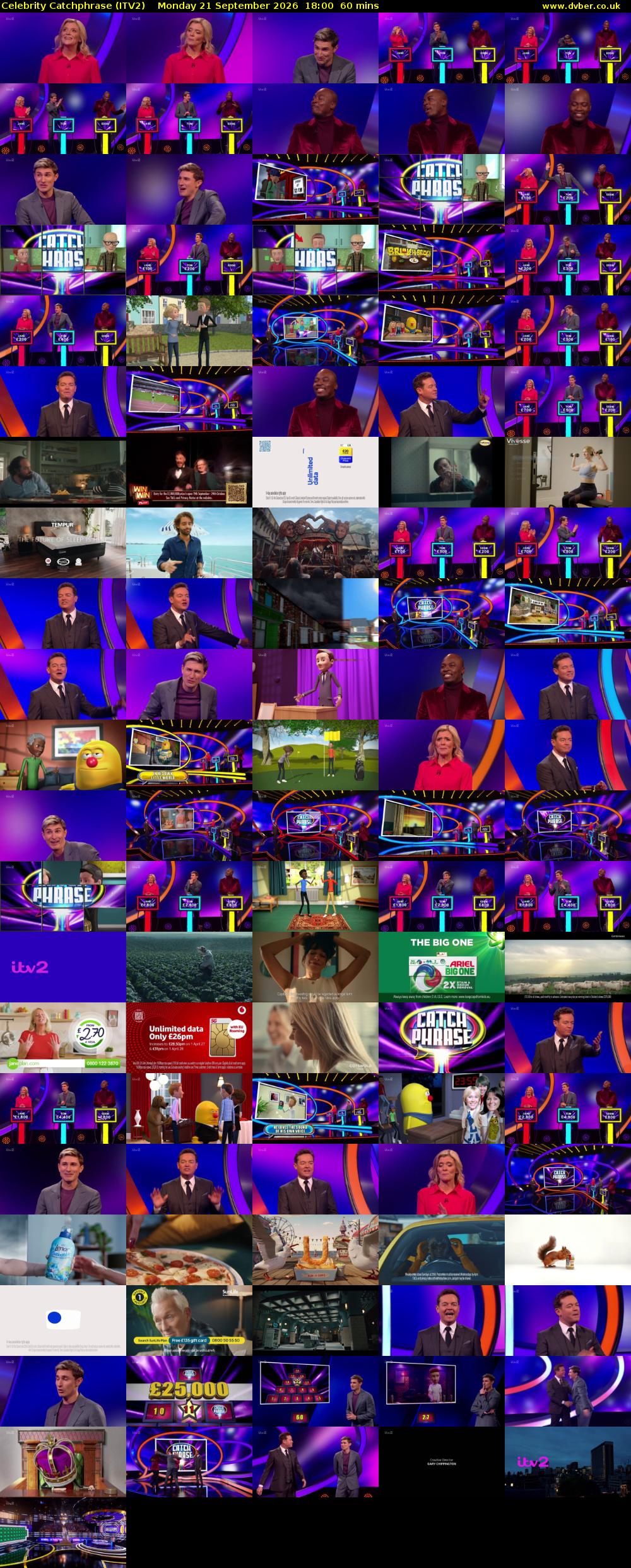 Celebrity Catchphrase (ITV2) Monday 21 September 2026 18:00 - 19:00