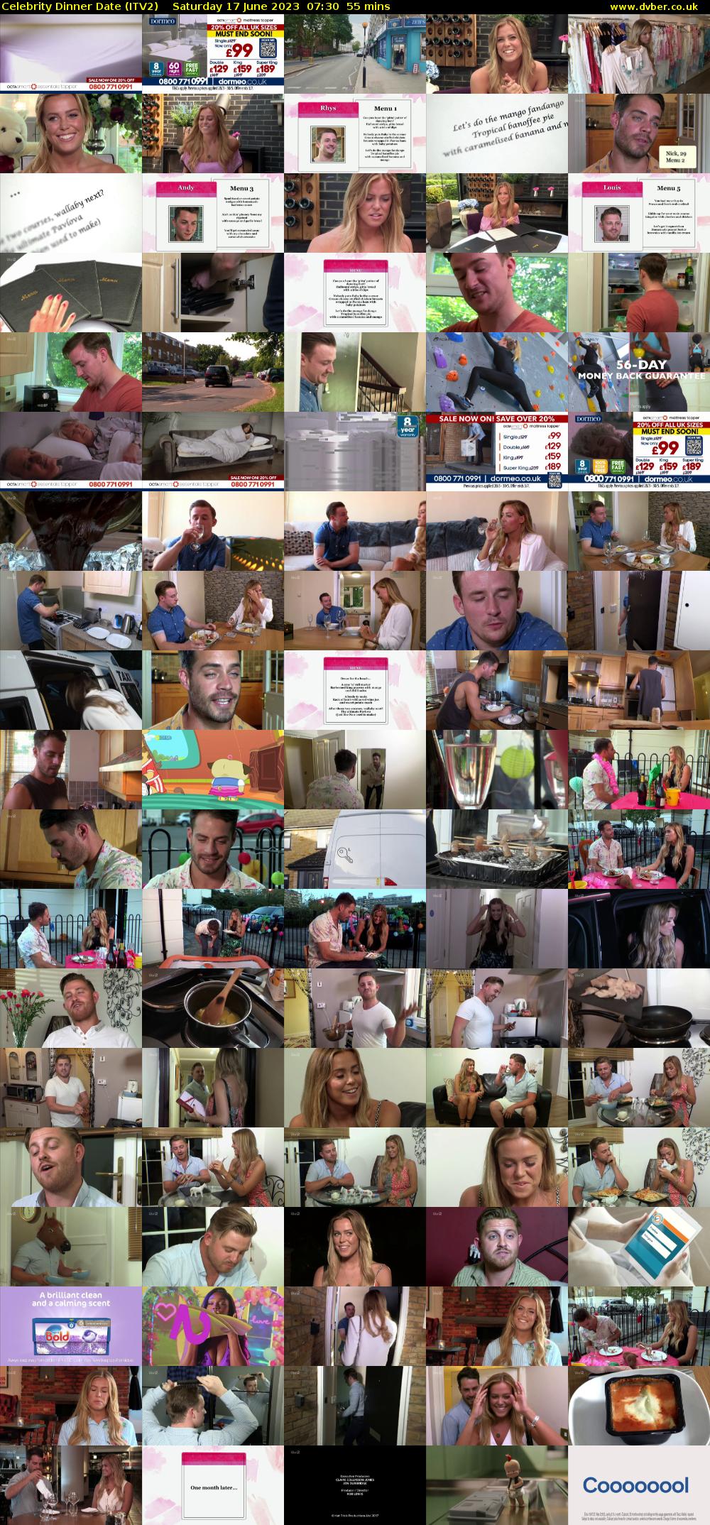 Celebrity Dinner Date (ITV2) Saturday 17 June 2023 07:30 - 08:25