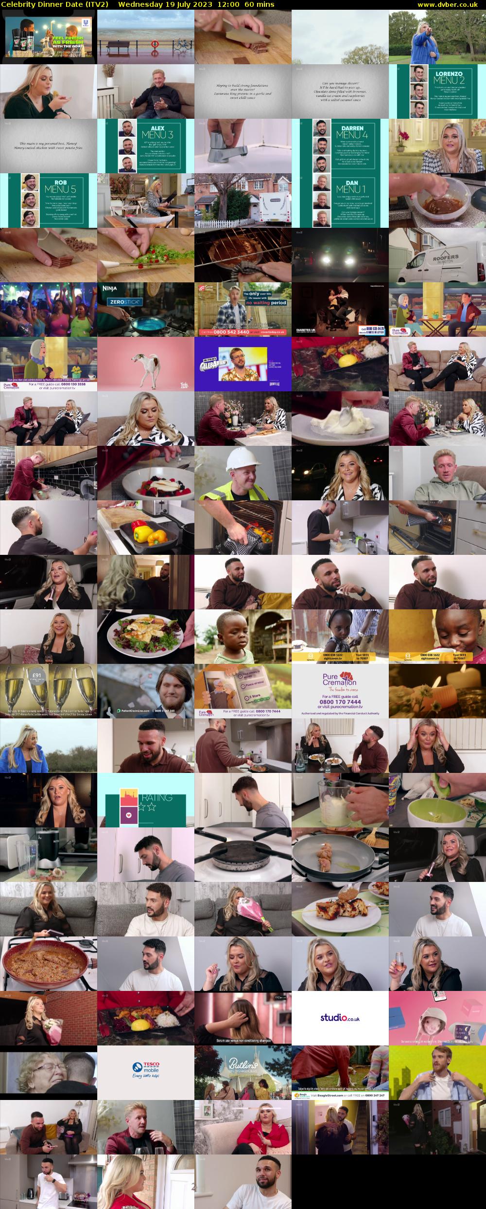 Celebrity Dinner Date (ITV2) Wednesday 19 July 2023 12:00 - 13:00