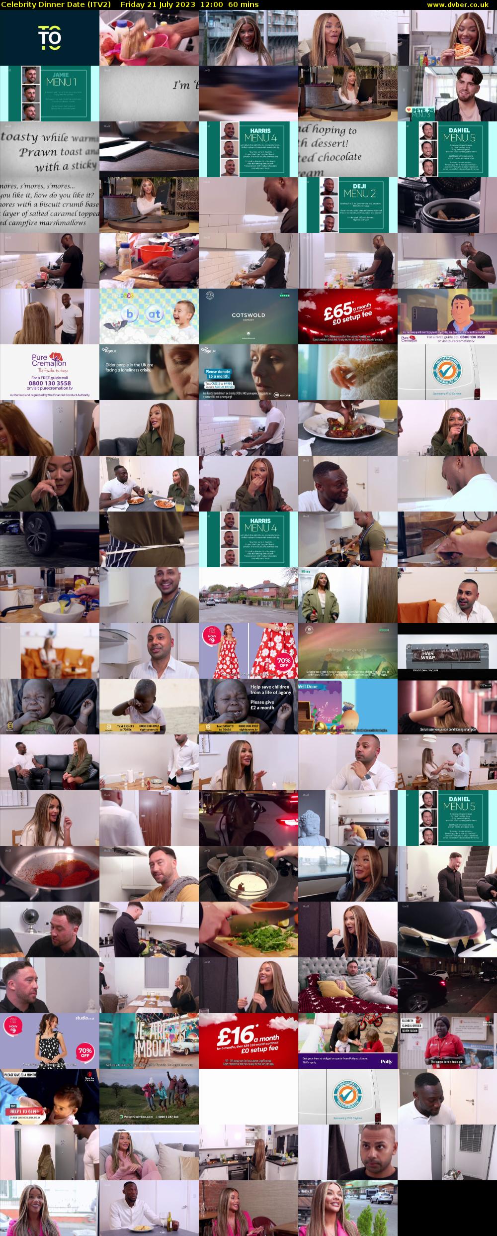 Celebrity Dinner Date (ITV2) Friday 21 July 2023 12:00 - 13:00