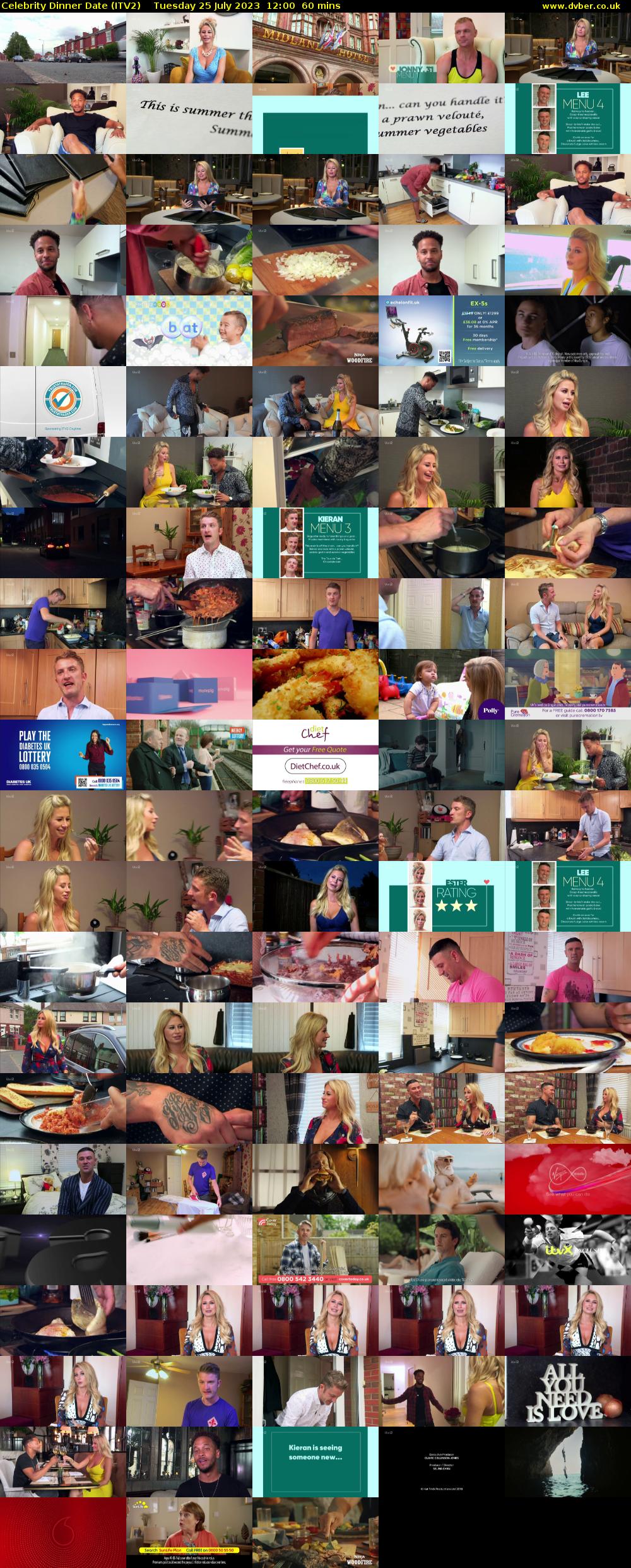 Celebrity Dinner Date (ITV2) Tuesday 25 July 2023 12:00 - 13:00