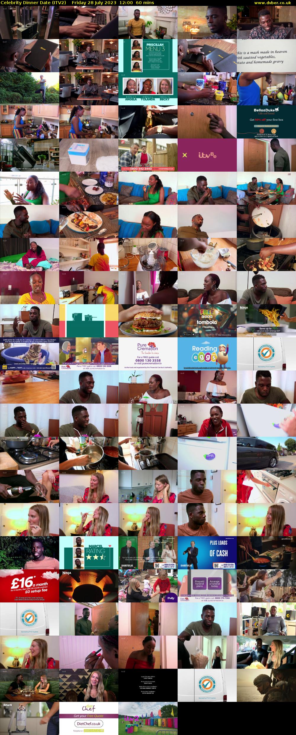 Celebrity Dinner Date (ITV2) Friday 28 July 2023 12:00 - 13:00