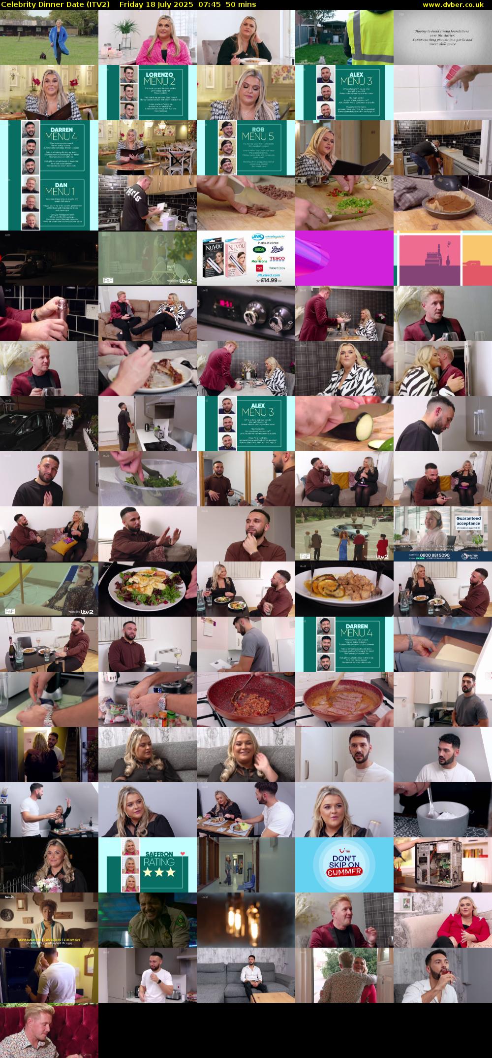 Celebrity Dinner Date (ITV2) Friday 18 July 2025 07:45 - 08:35